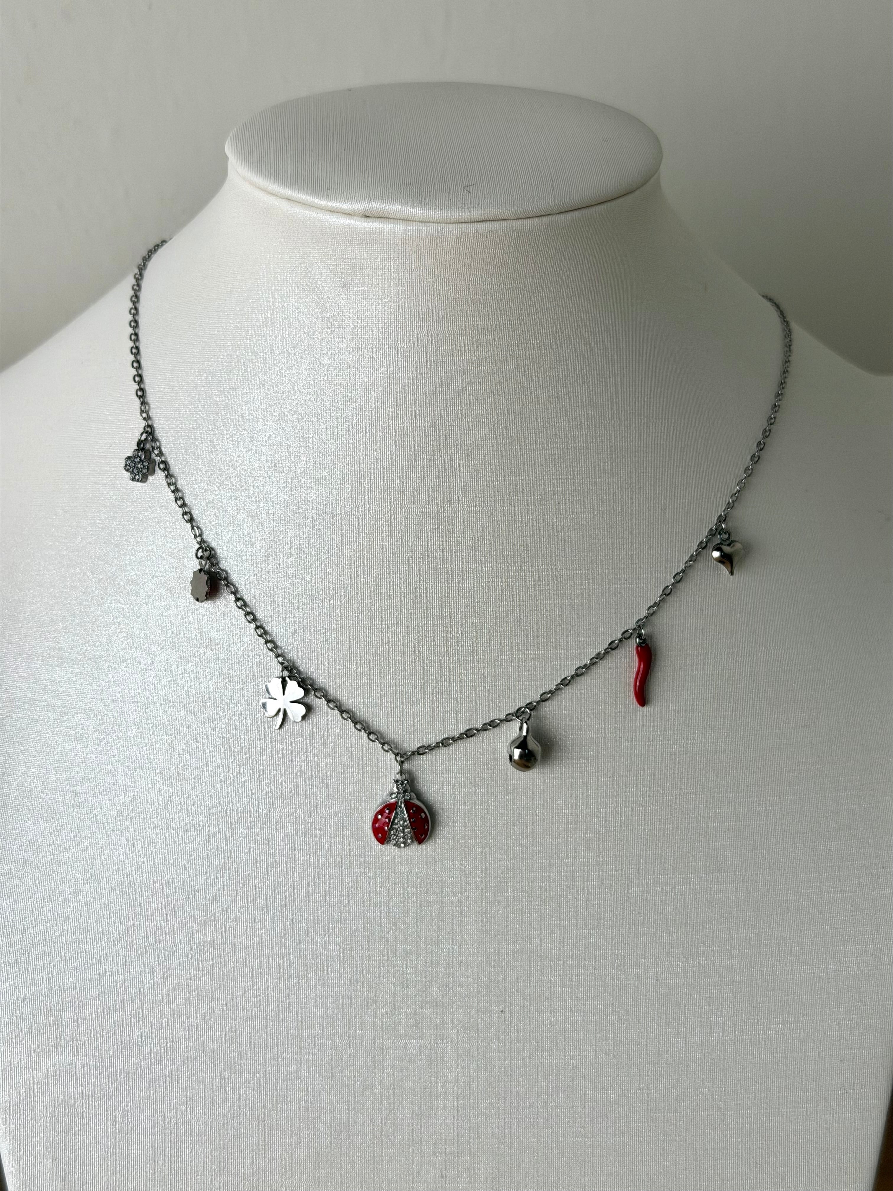 Collana coccinella- collezione PORTAFORTUNA - 2 colori