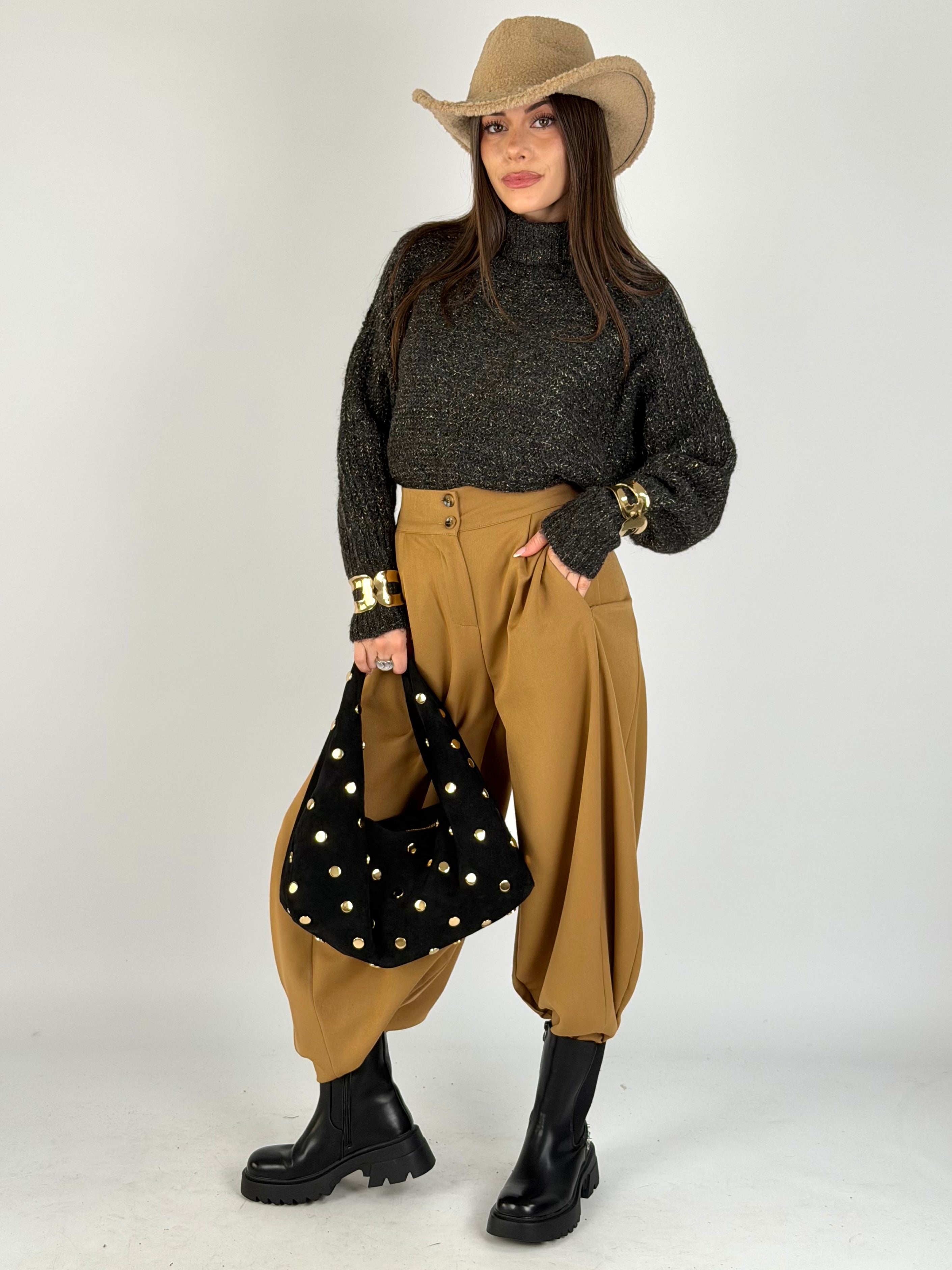 Pantalone parigina tabacco