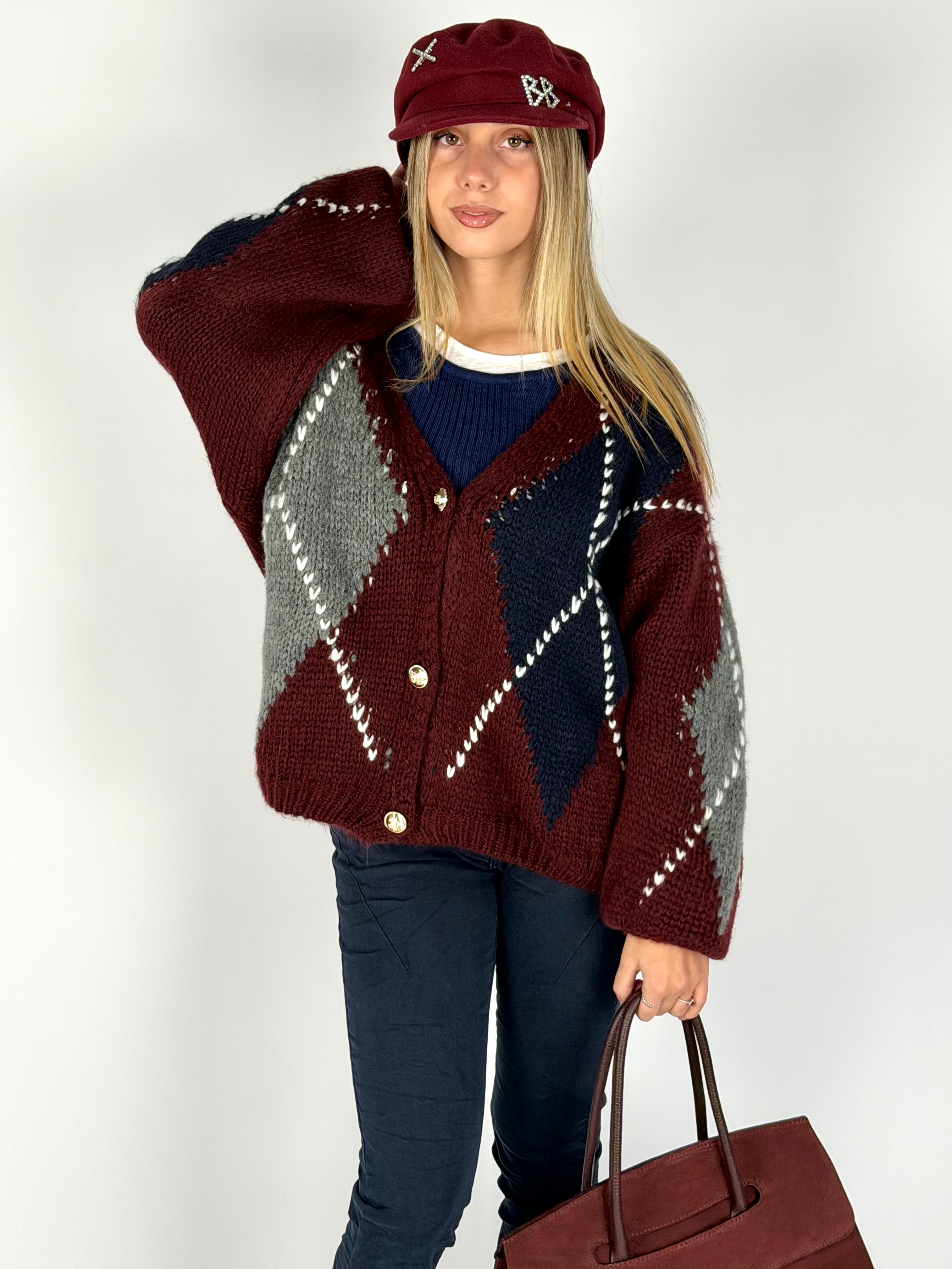 Cardigan Giove bordeaux