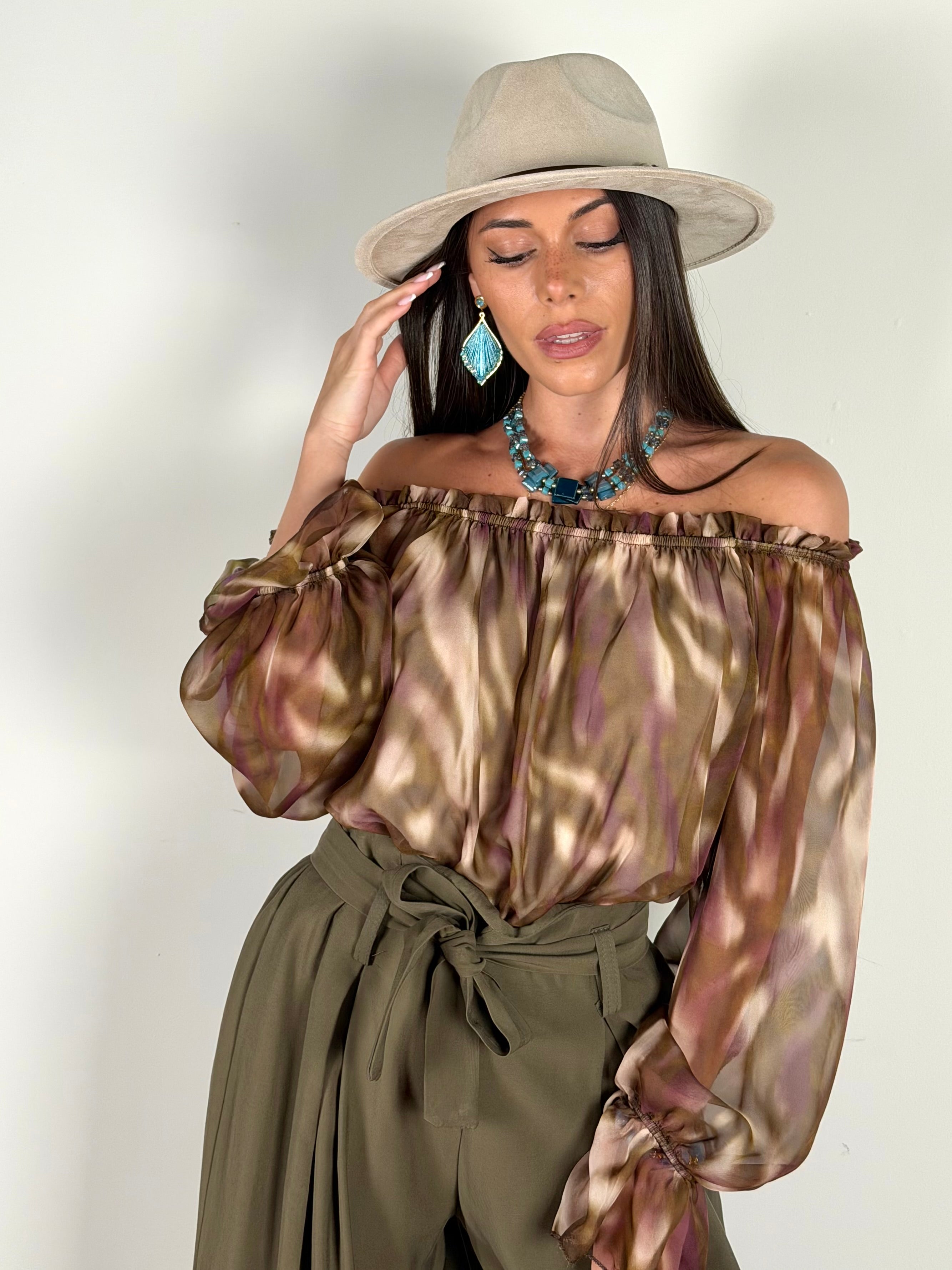 Camicia Milly verde/bordeaux