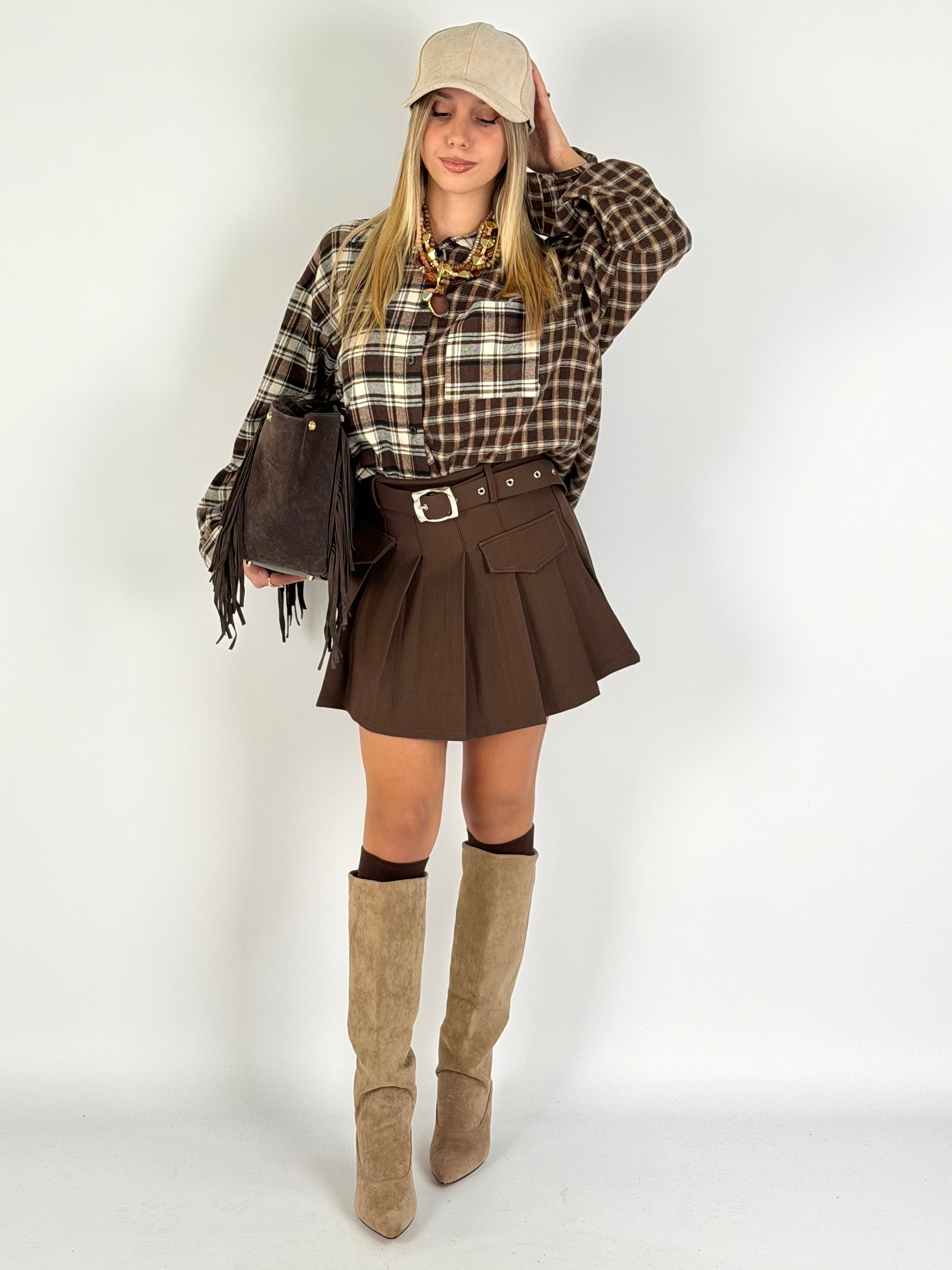 Camicia check Alessia marrone