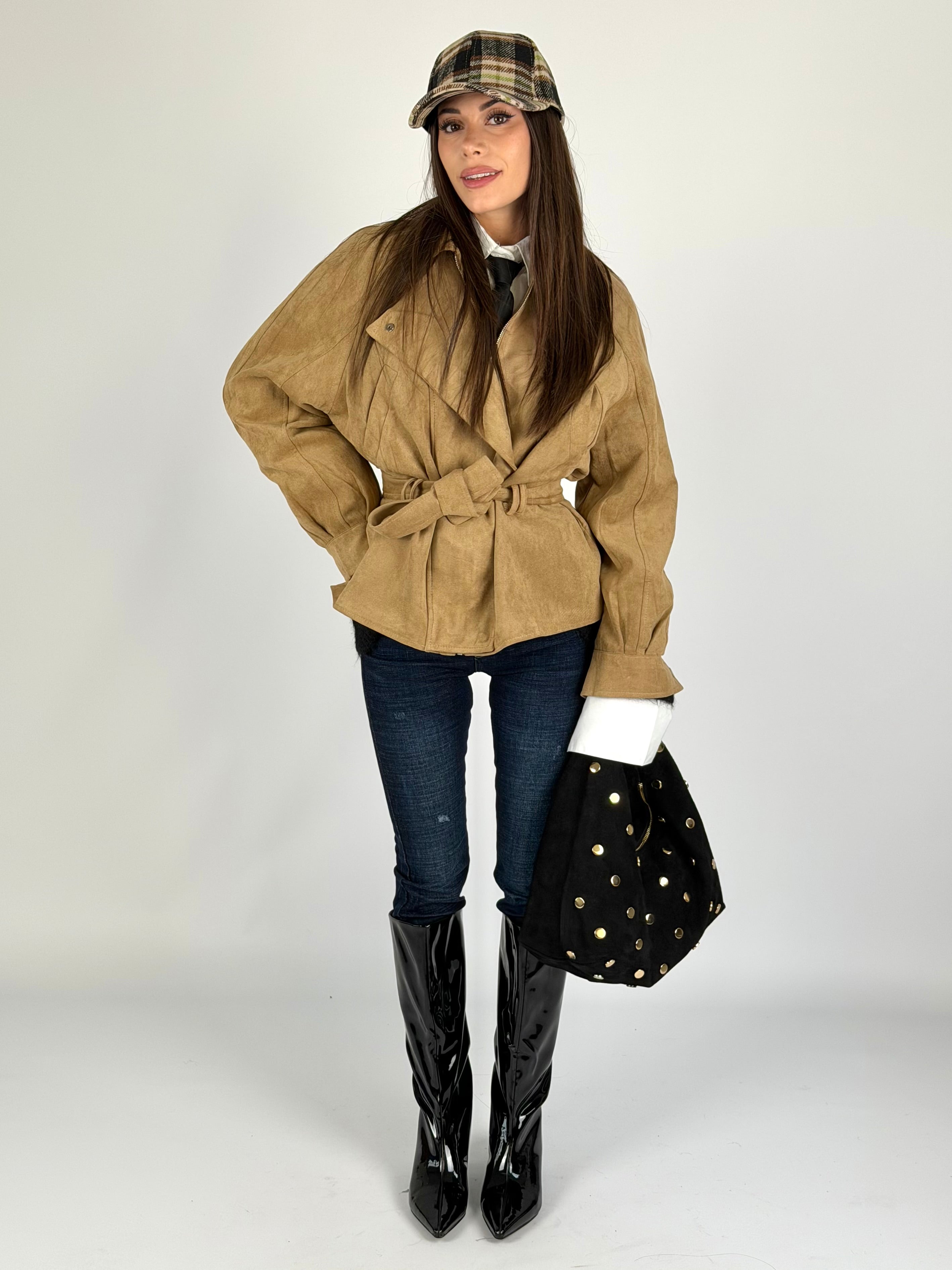 Giubbino Regina scamosciato tabacco