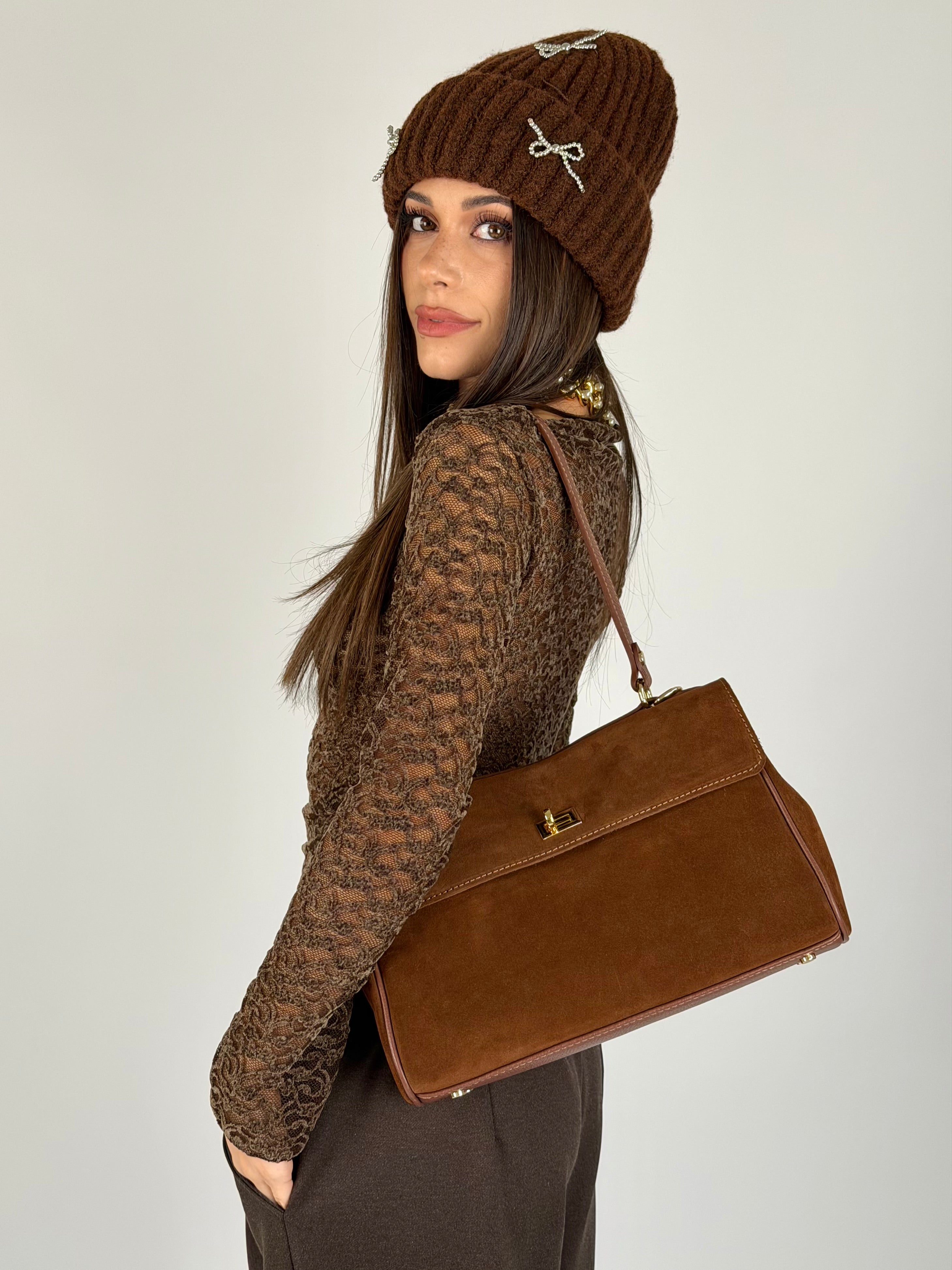 Maglia Marta pizzo marrone