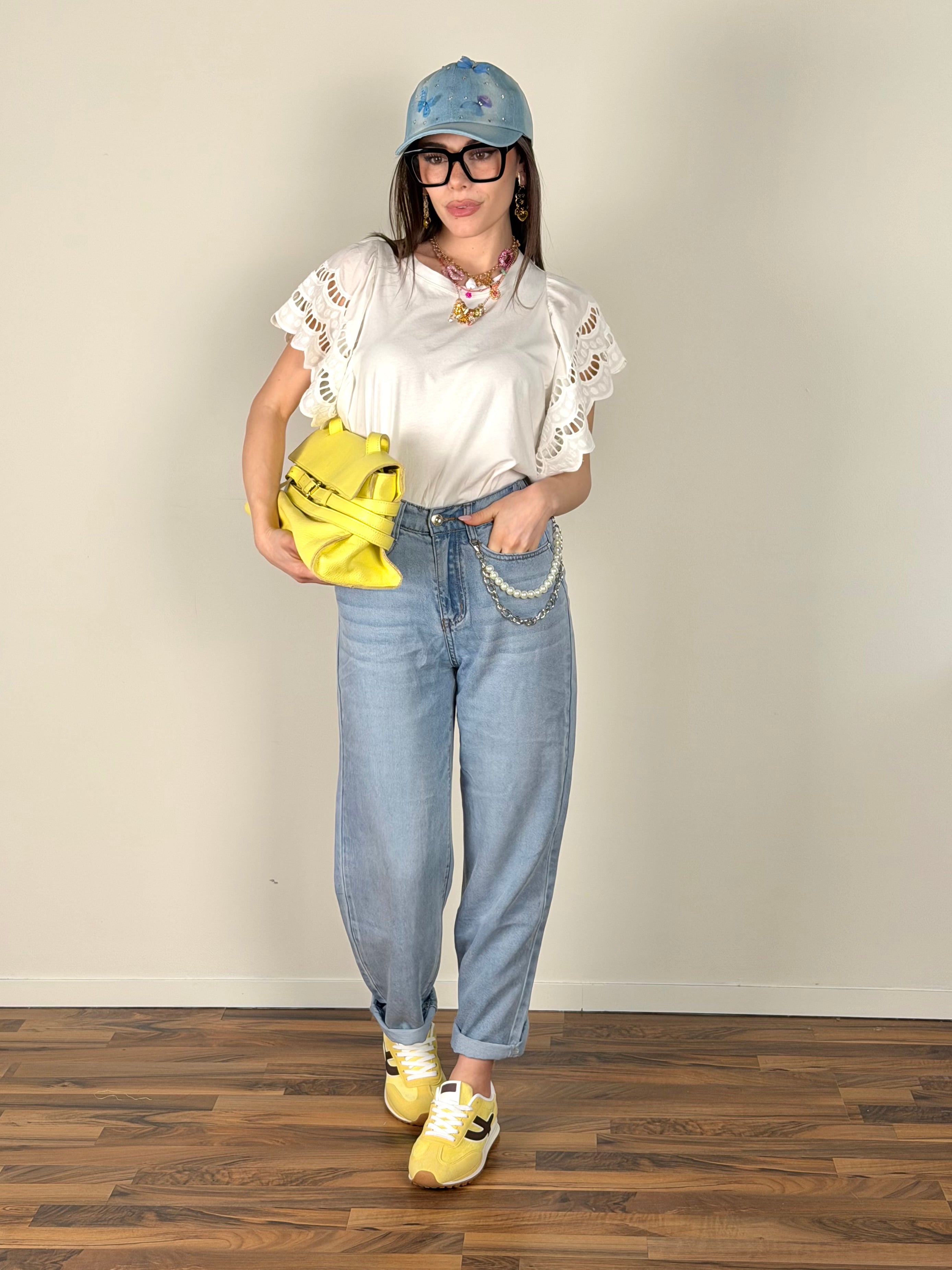 Maglia maxi volant bianca