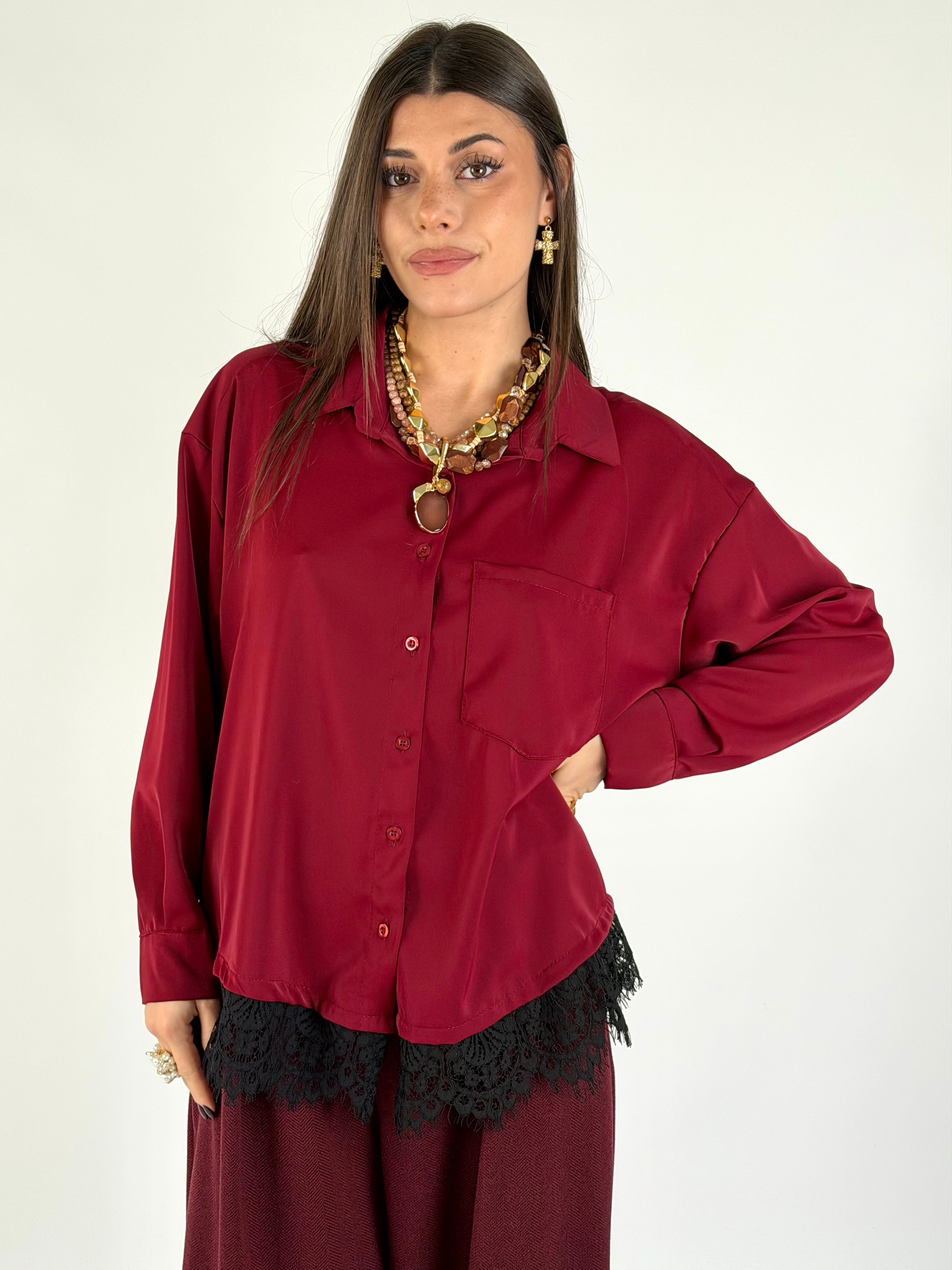 Camicia taschino bordeaux
