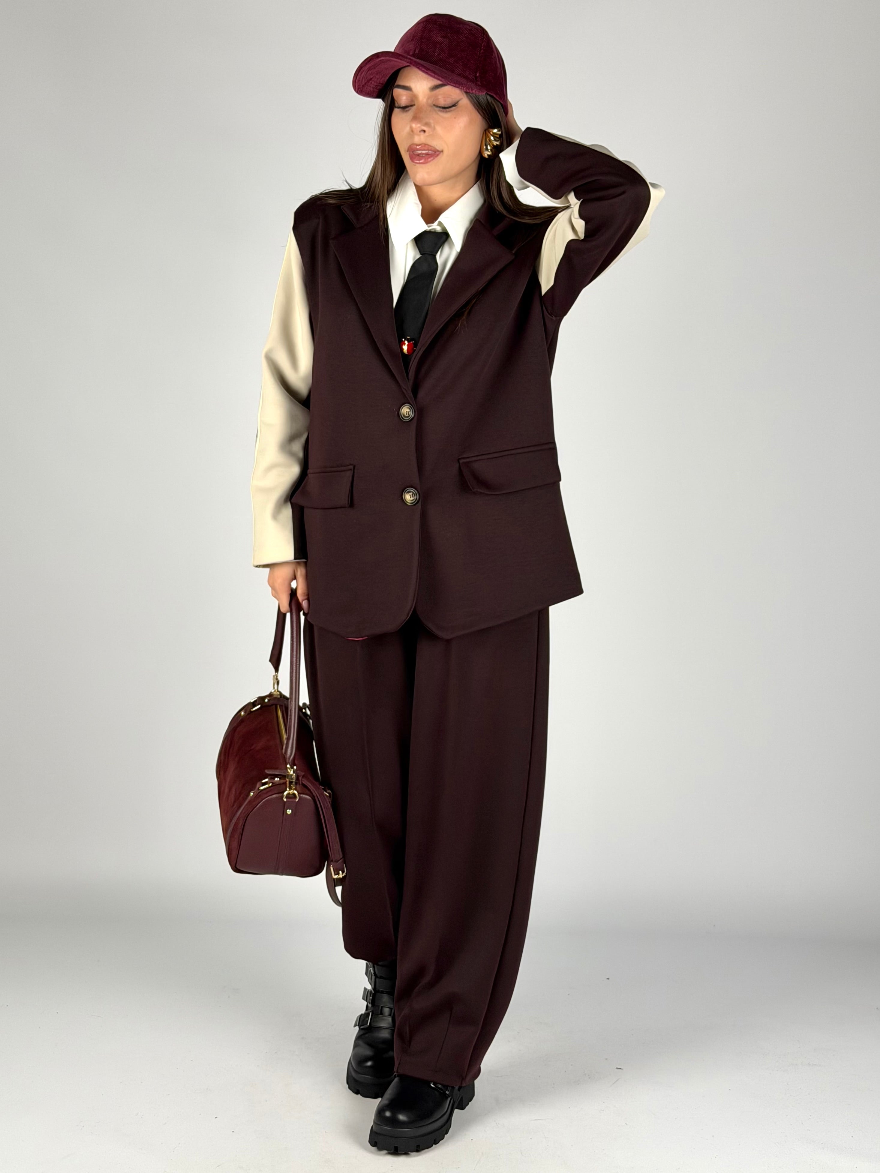 Giacca completo banda bordeaux
