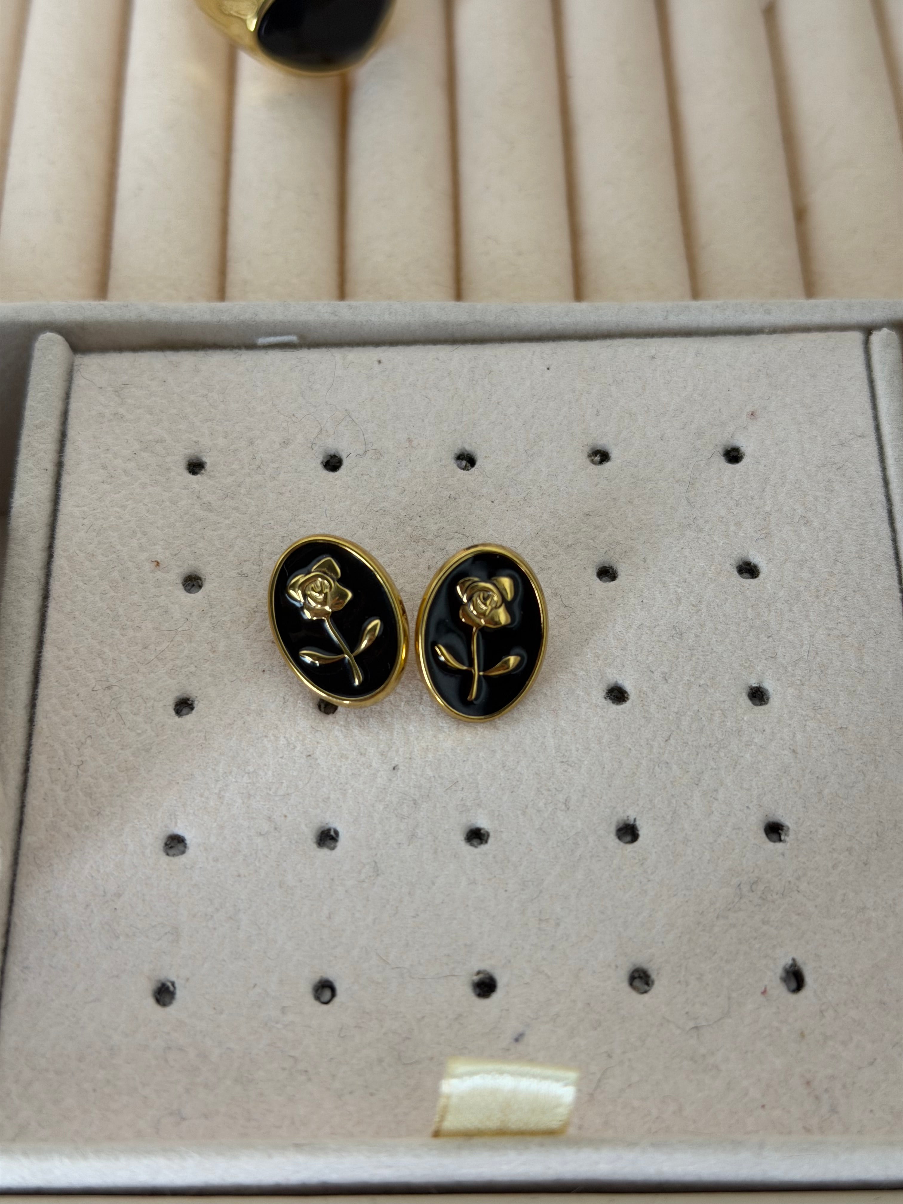 Orecchini fiore nero - collezione passion