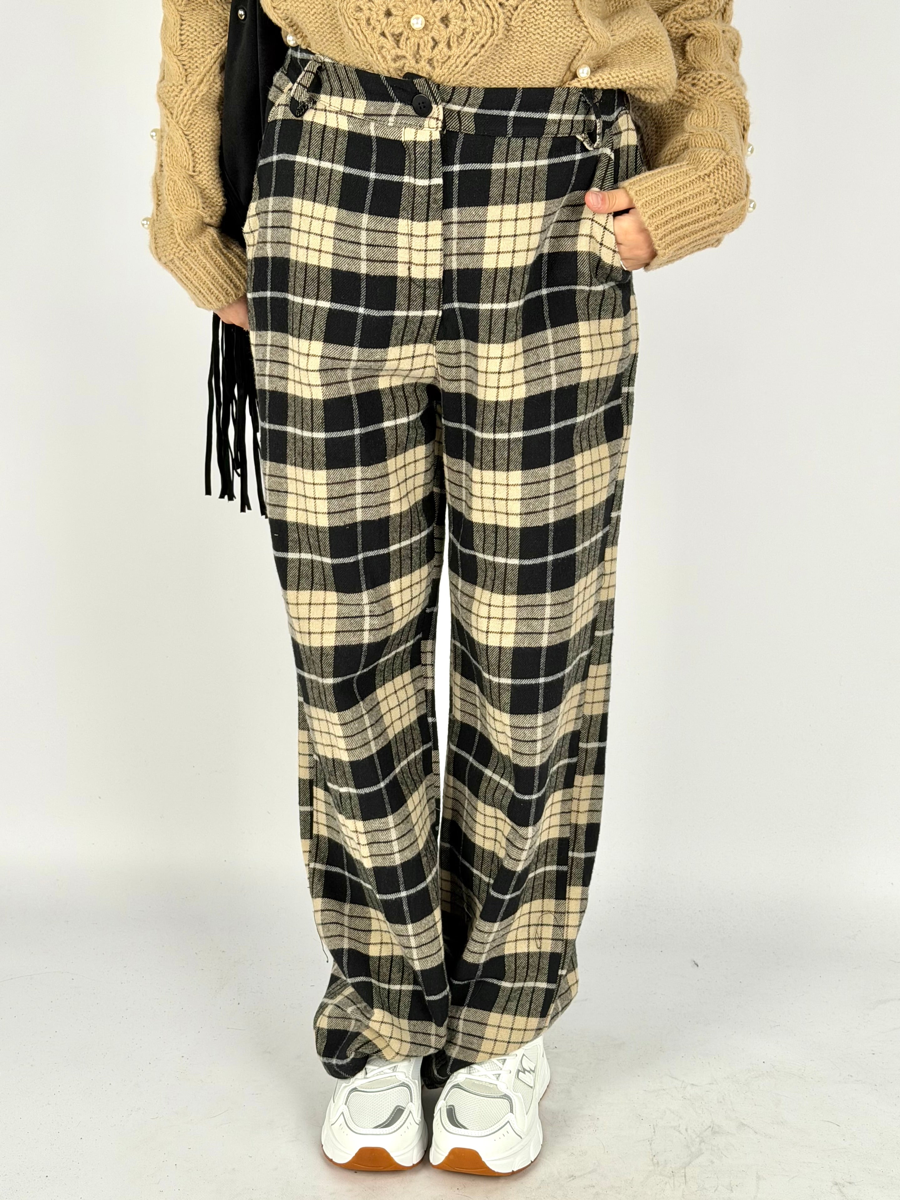 Pantalone check Perla nero