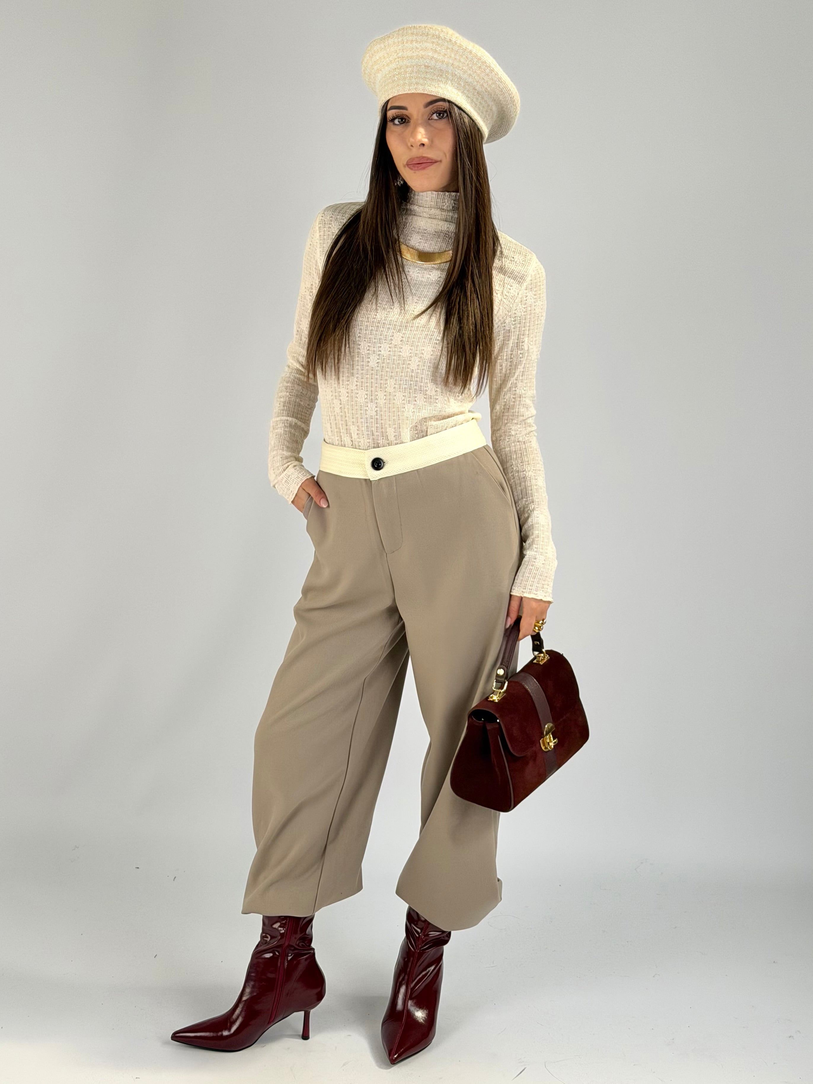 Pantalone risvolto grigio