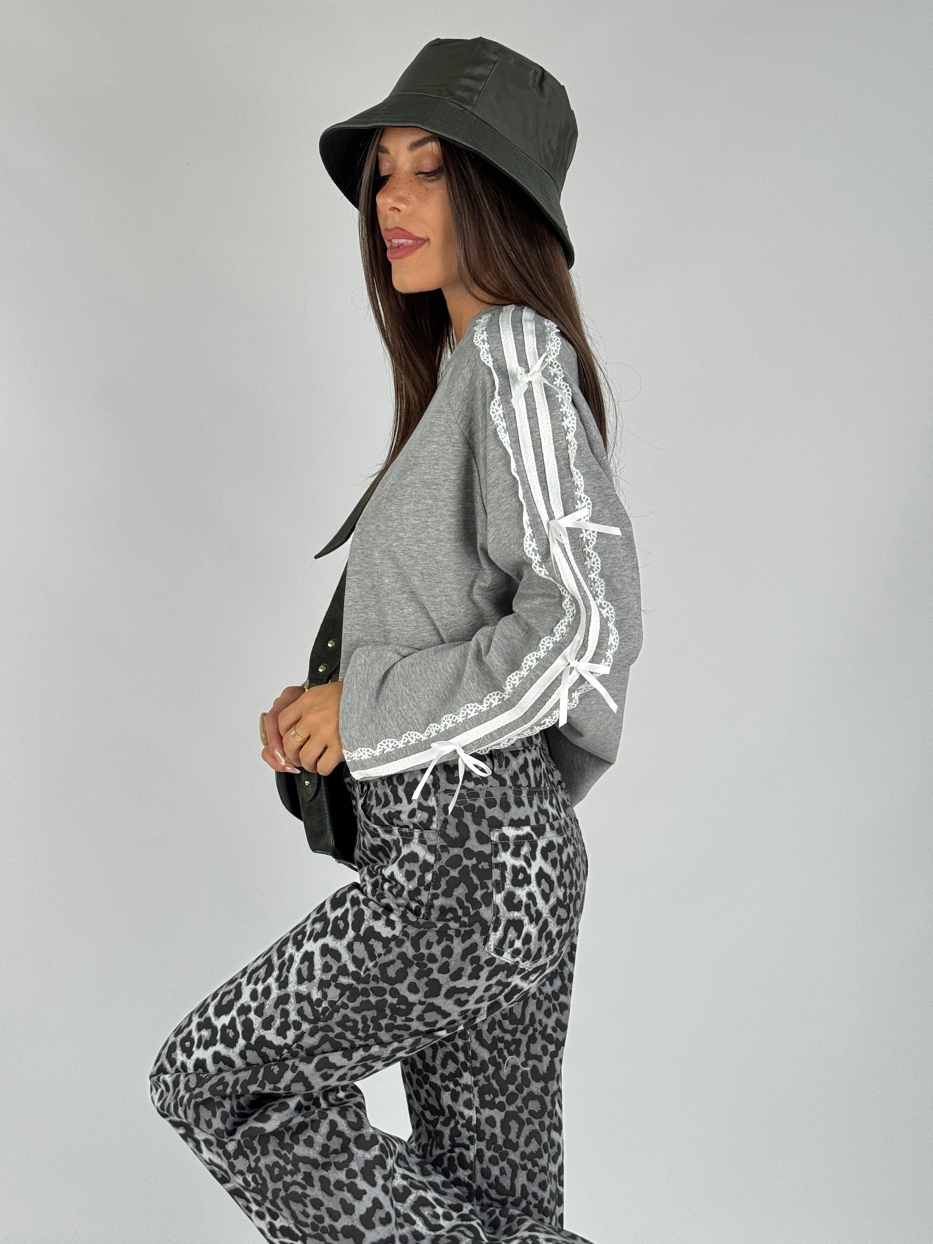 Felpa fiocchi grigia