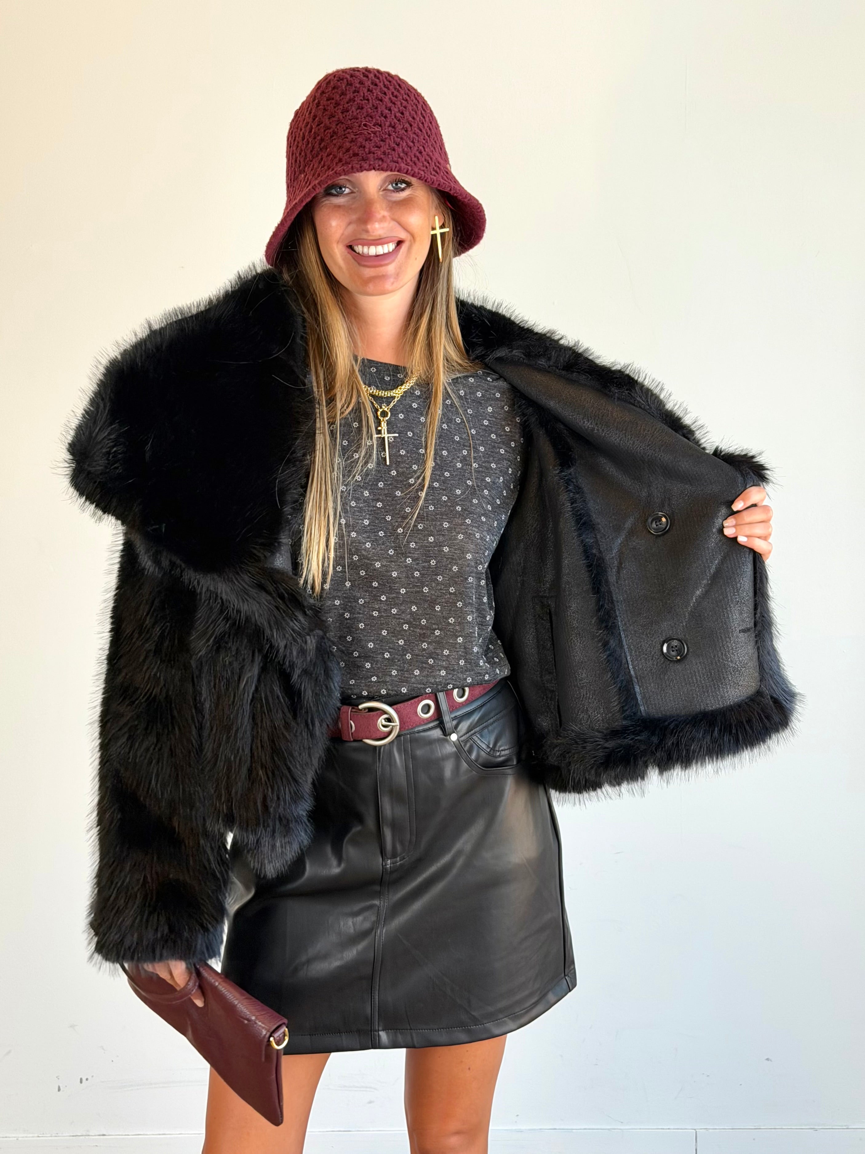Pelliccia reversibile Jacqueline nero
