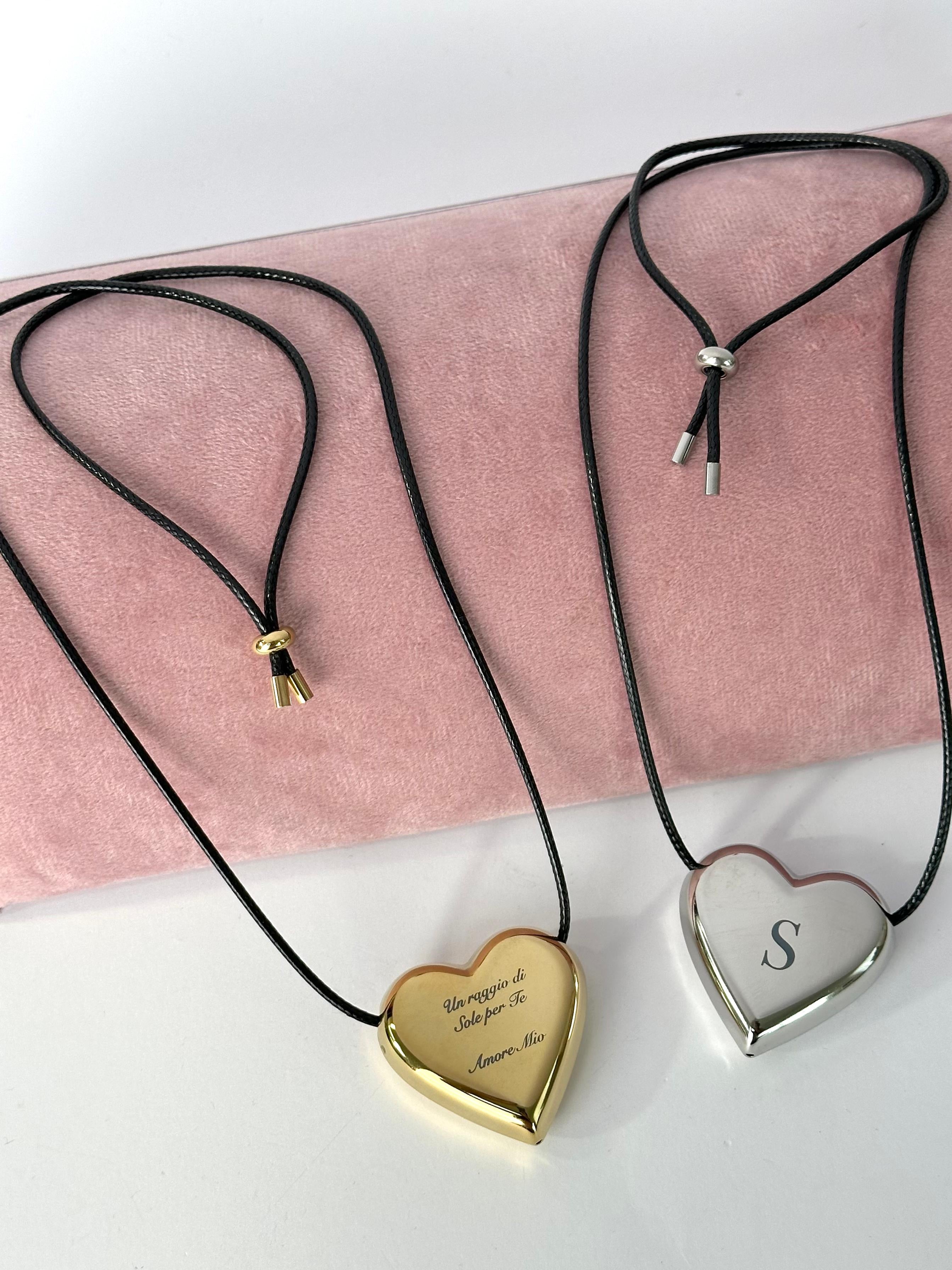 Collana chocker caucciù cuore personalizzabile