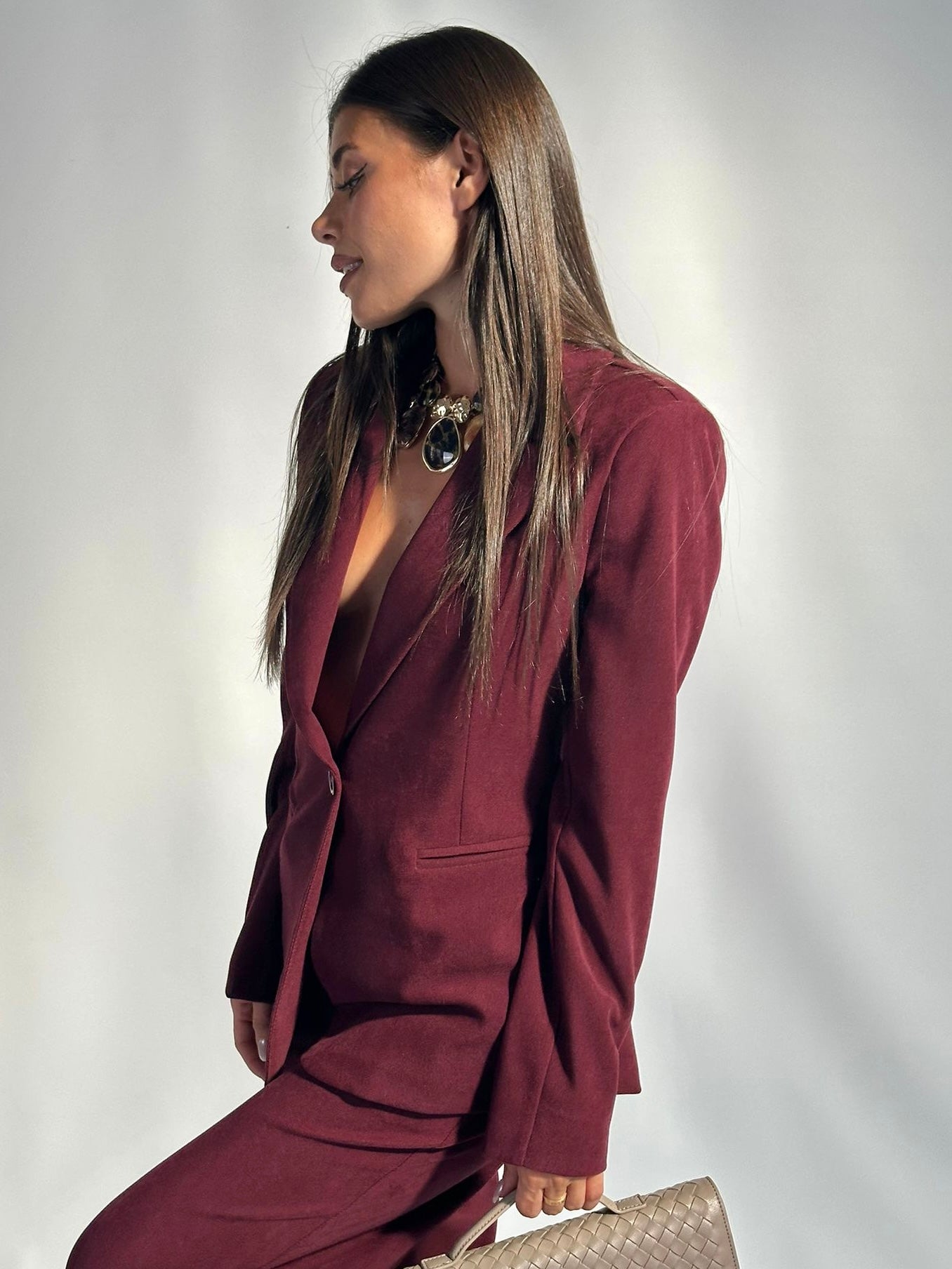 Completo velluto palazzo bordeaux