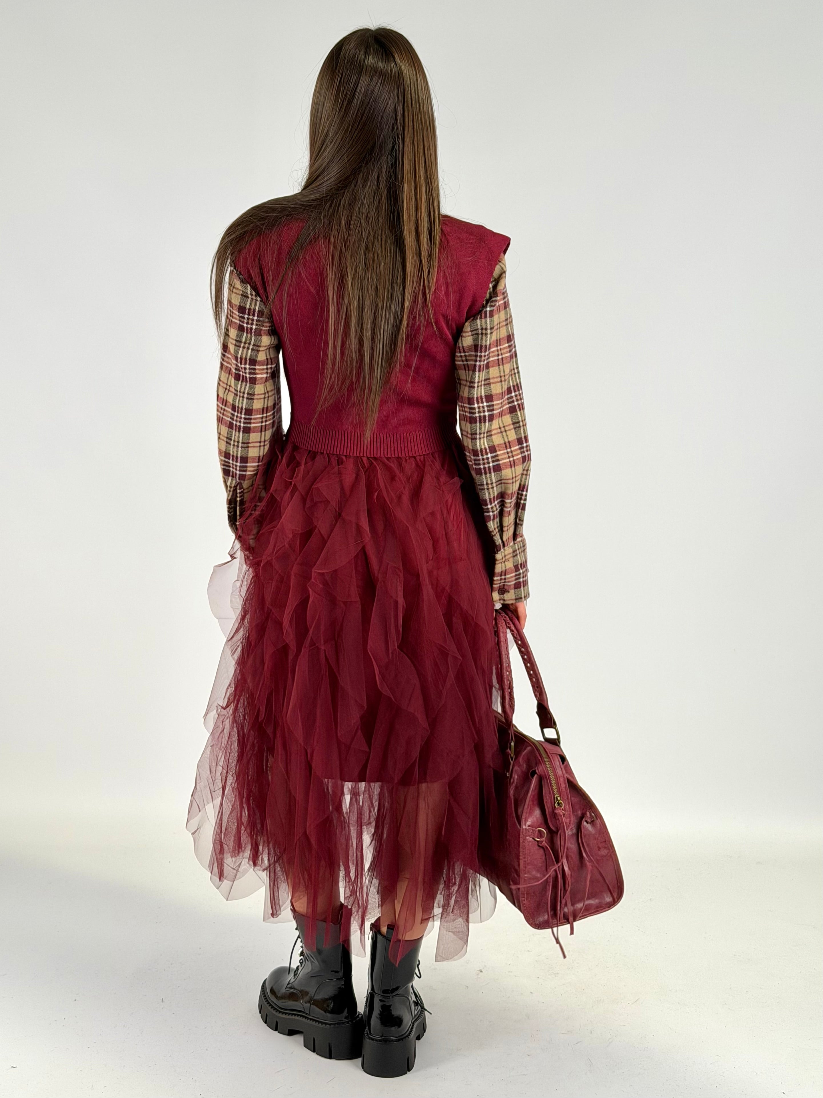 Abito tulle bordeaux