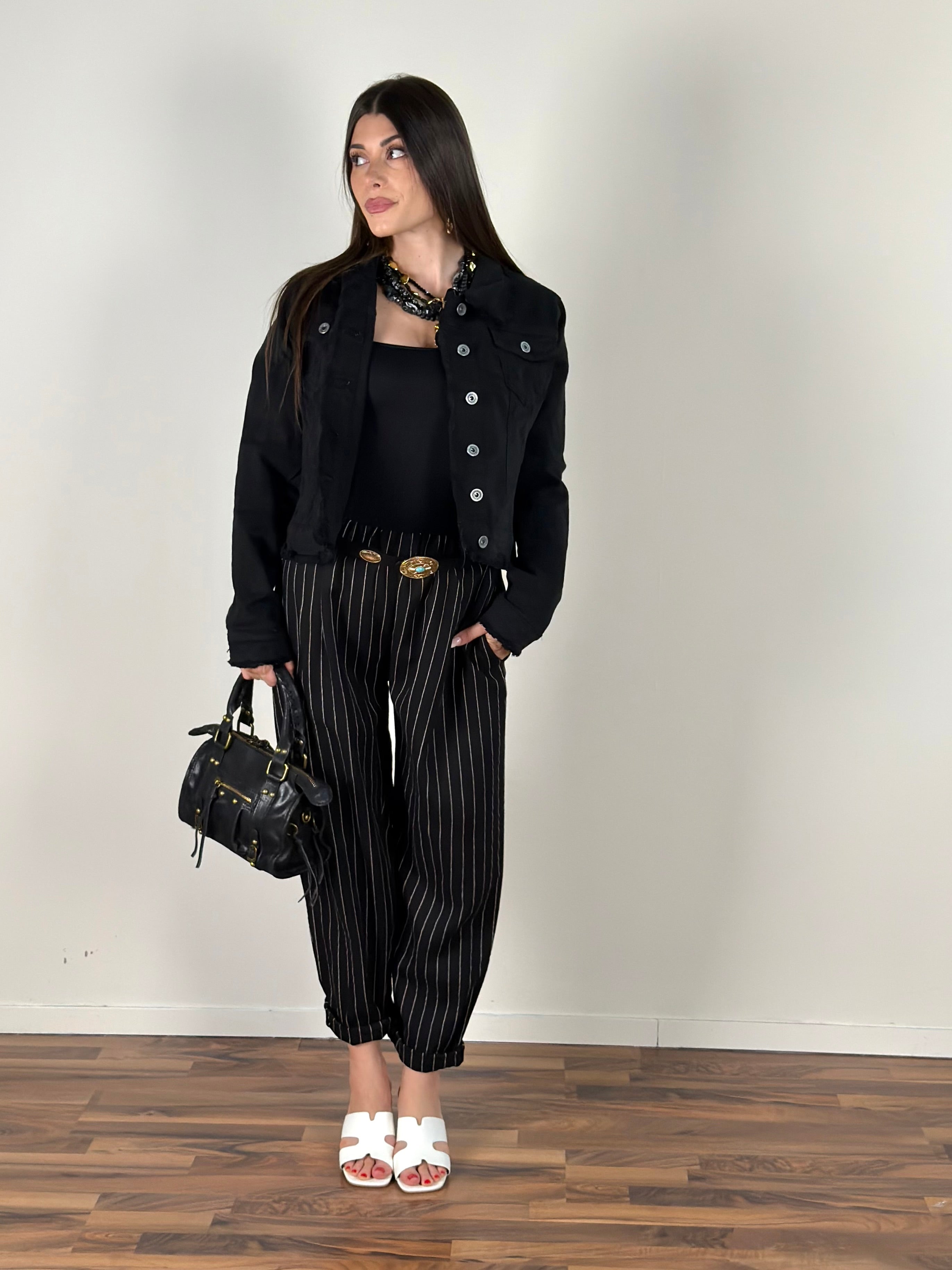 Giubbino jeans David nero