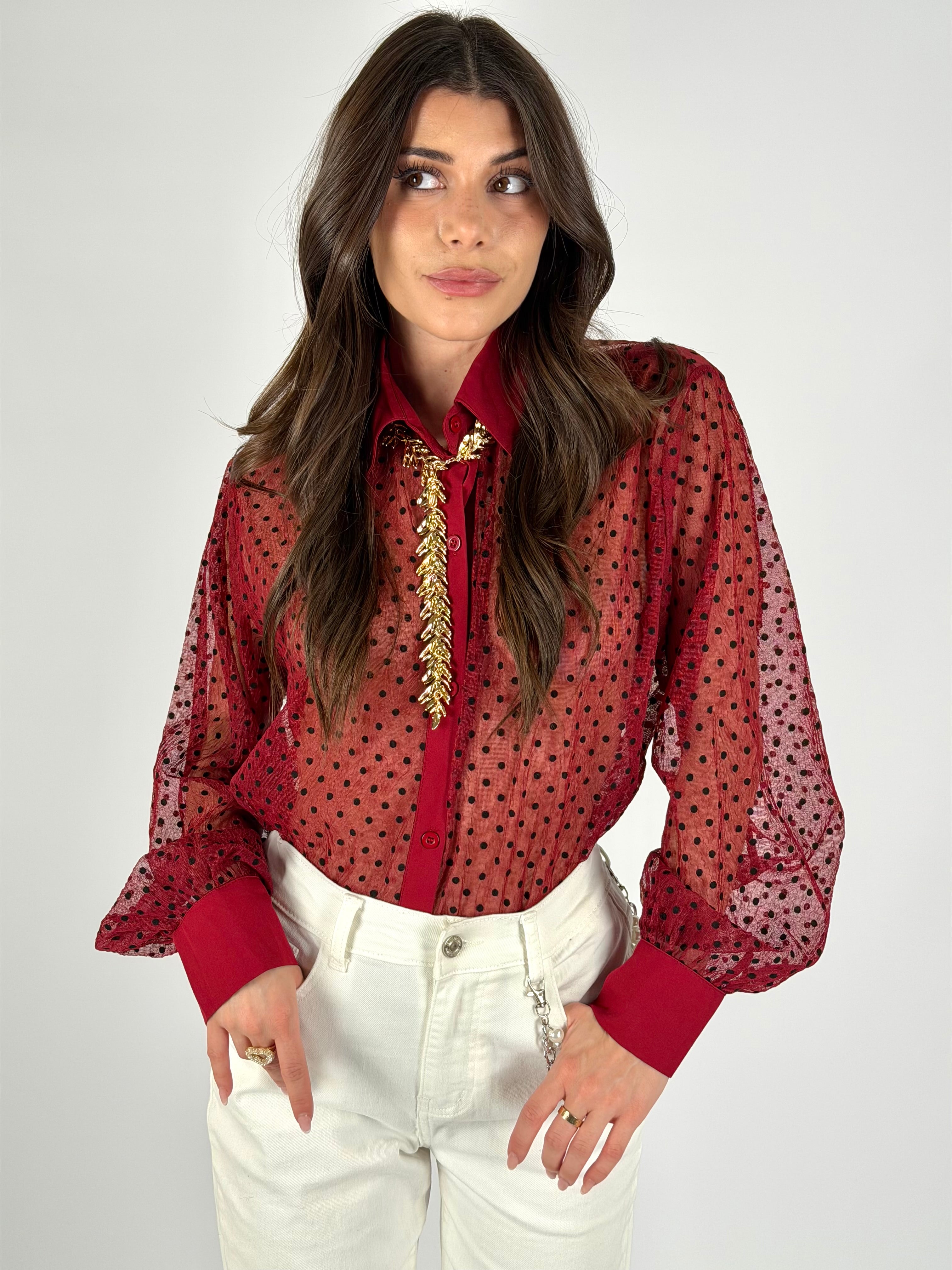 Camicia pois bordeaux