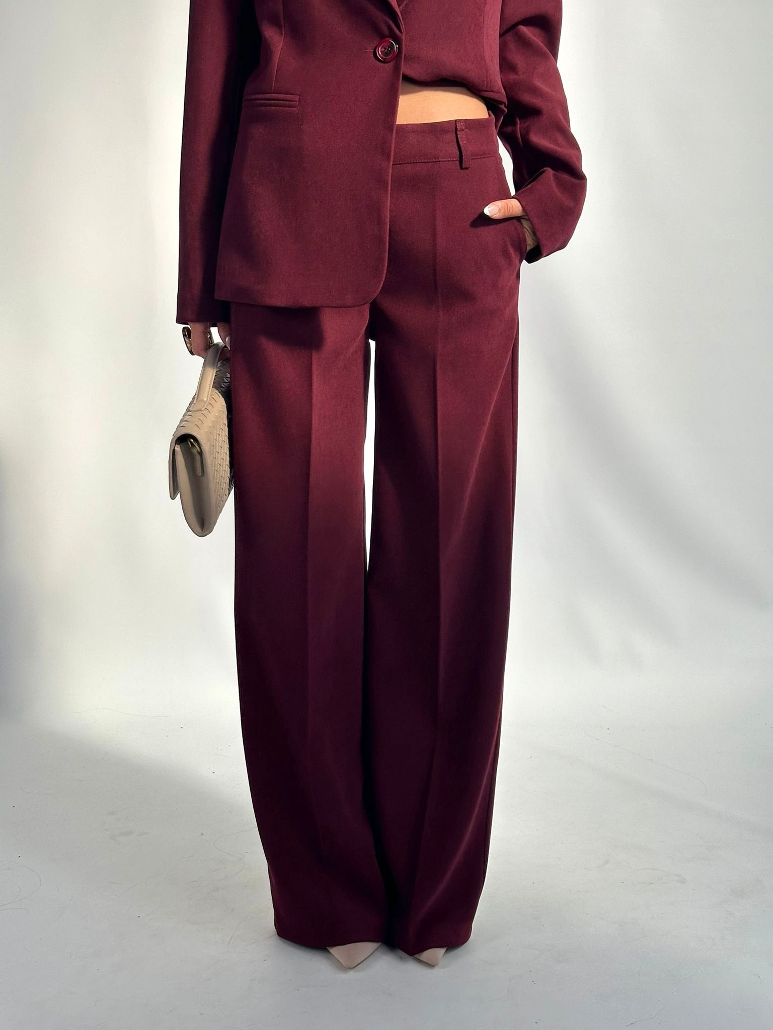 Completo velluto palazzo bordeaux