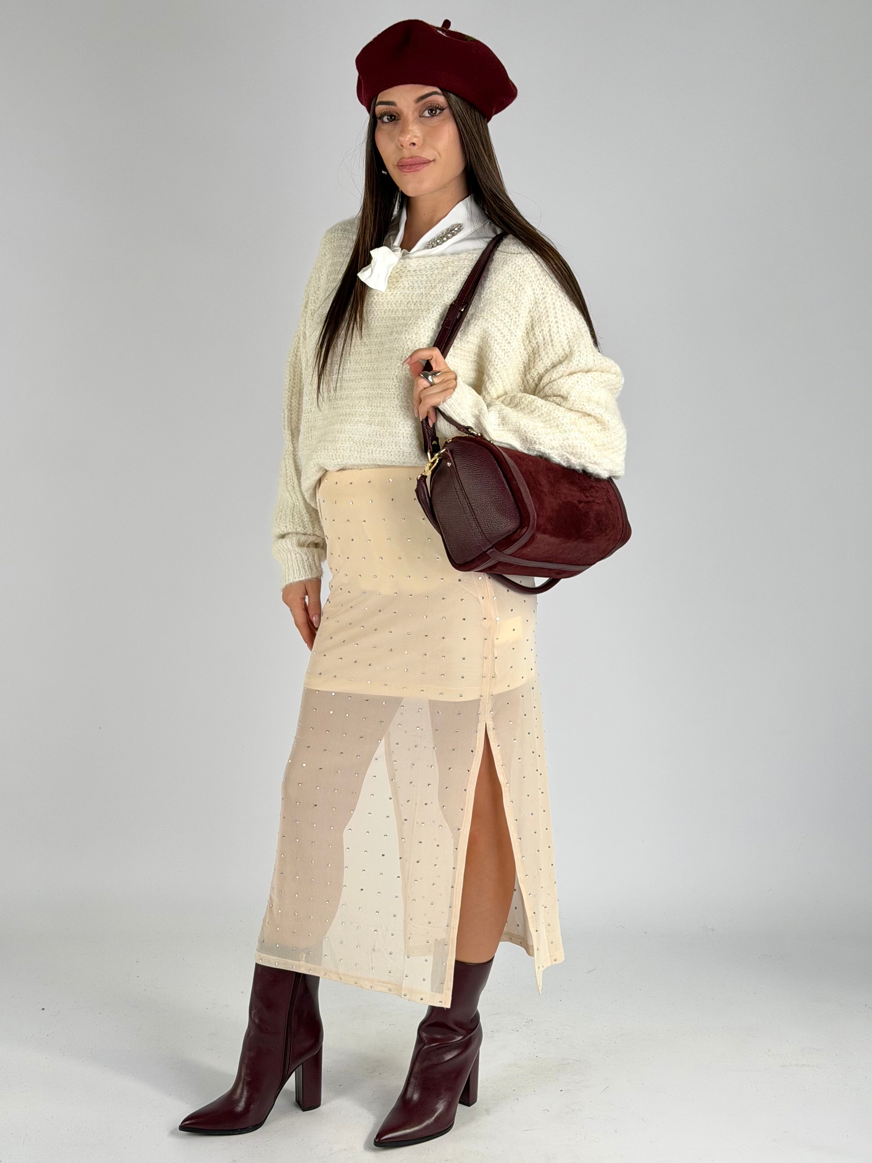 Maglia filo oro panna