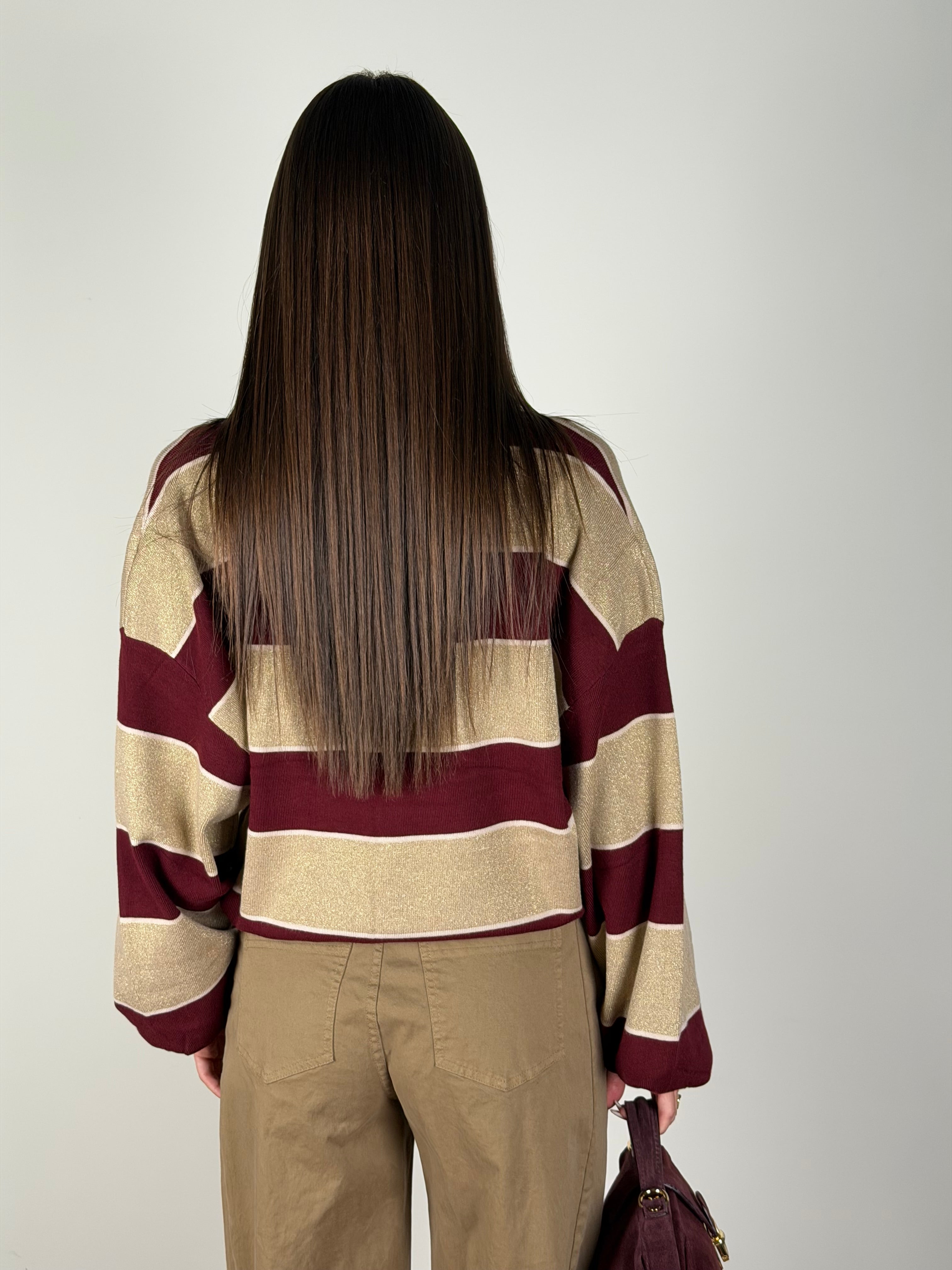 Maglia polo righe bordeaux