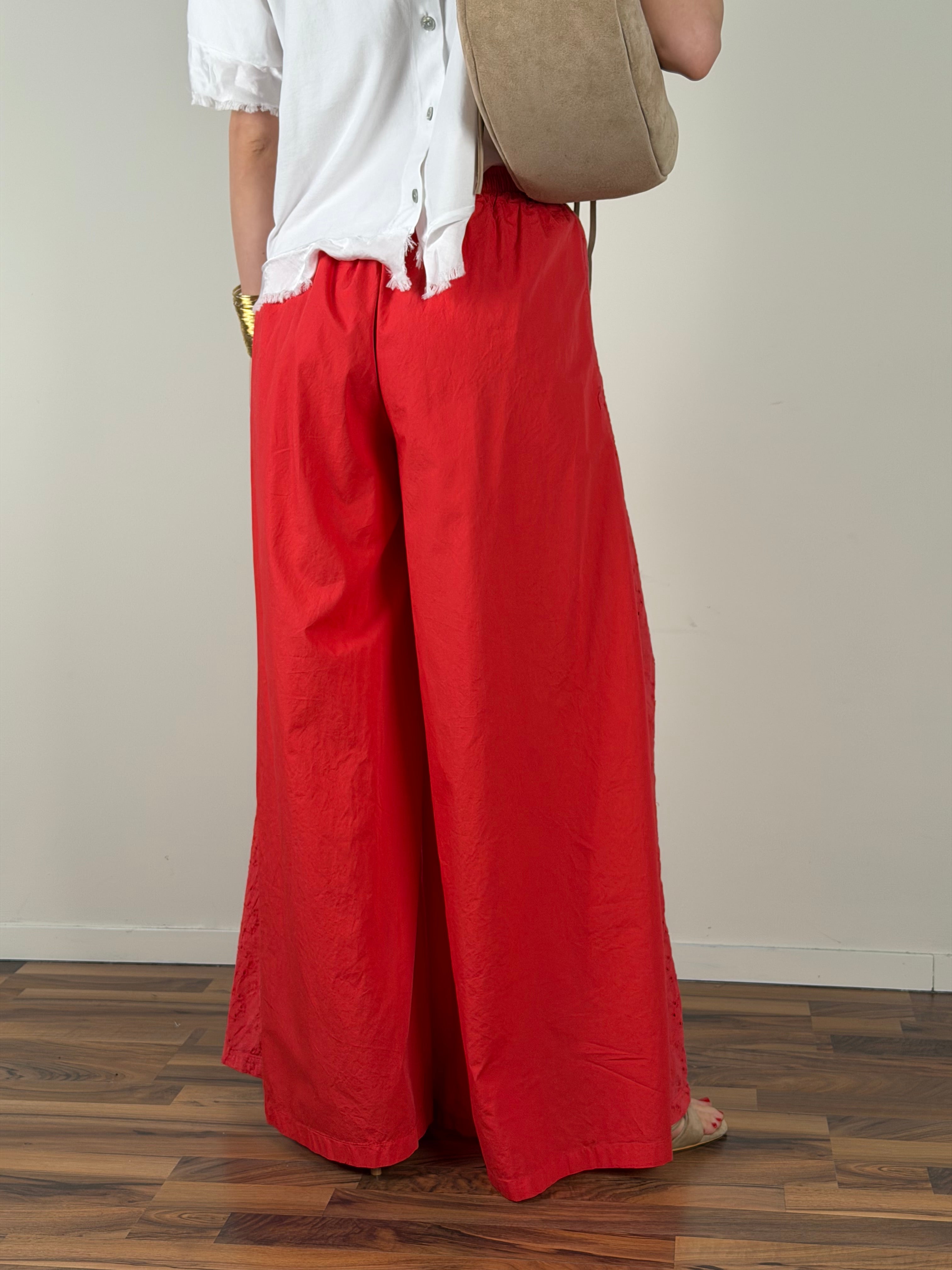 Pantalone colors pizzo sangallo corallo