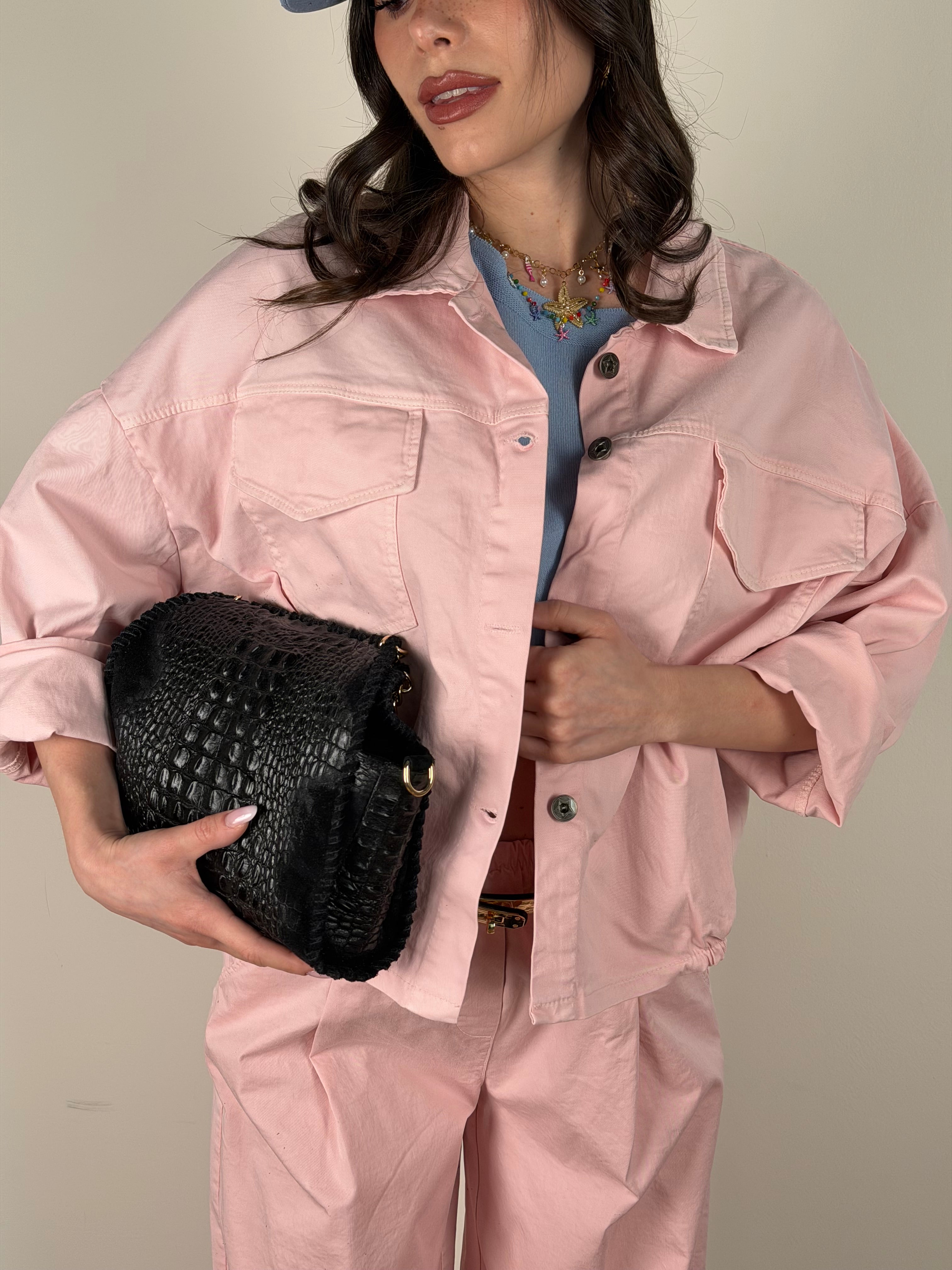 Giubbino jeans Carmen rosa