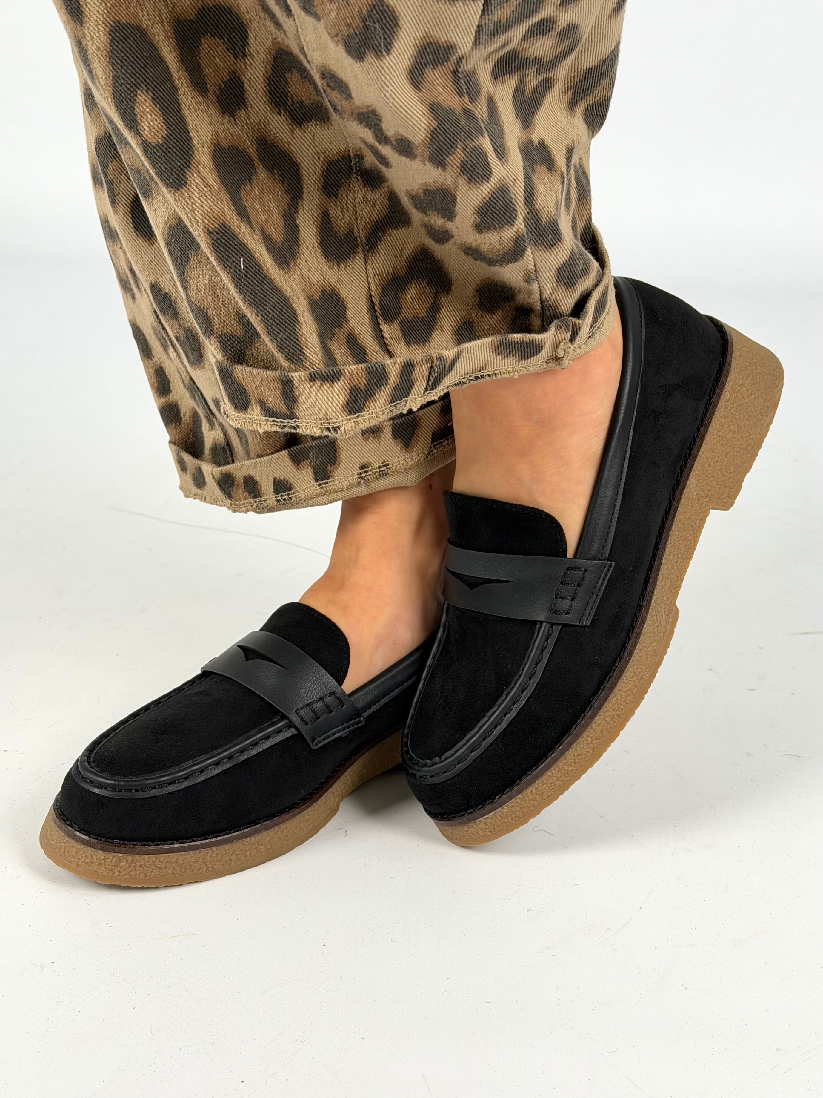 Mocassino scamosciato nero