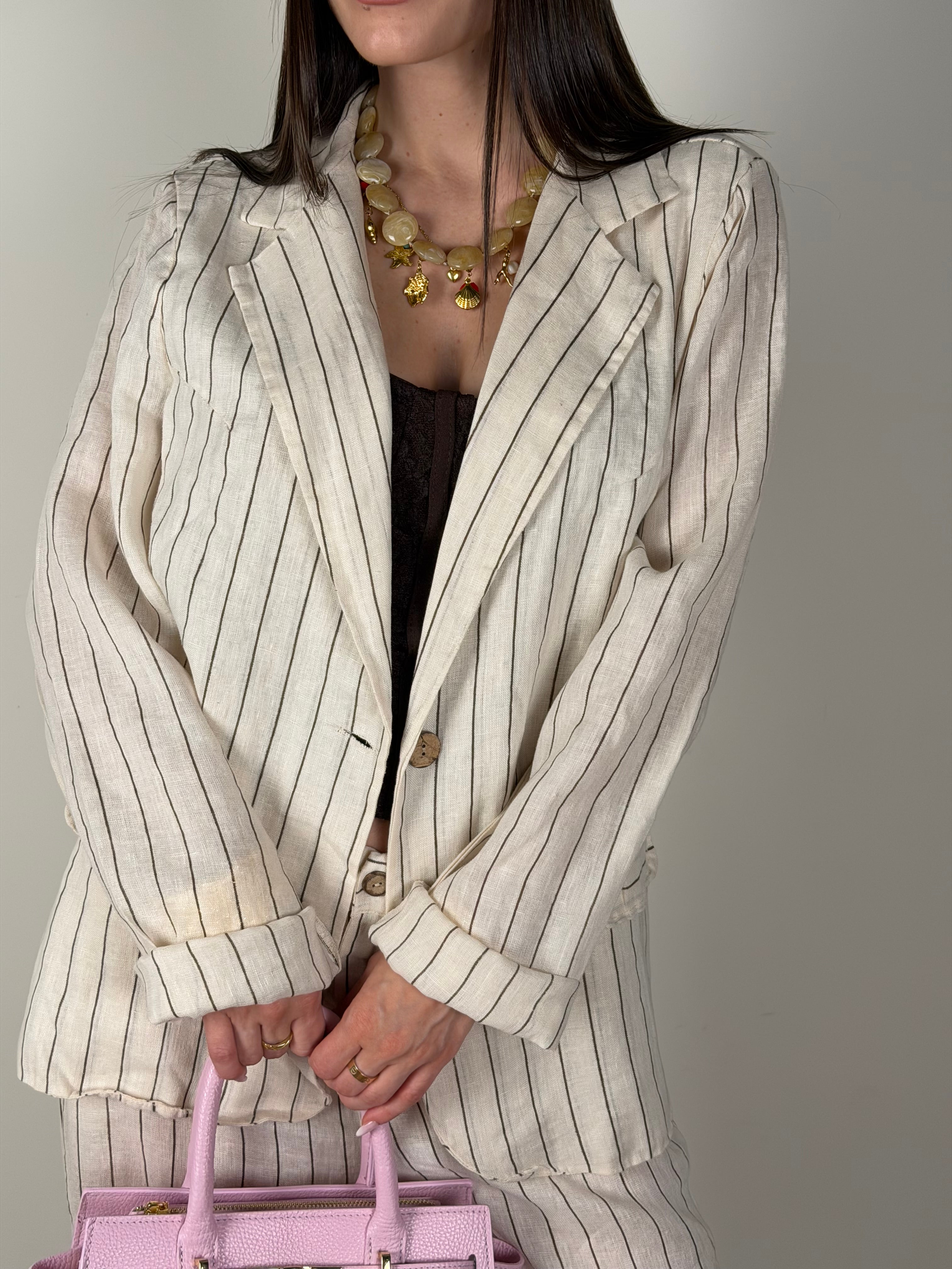 Giacca puro lino Elettra beige