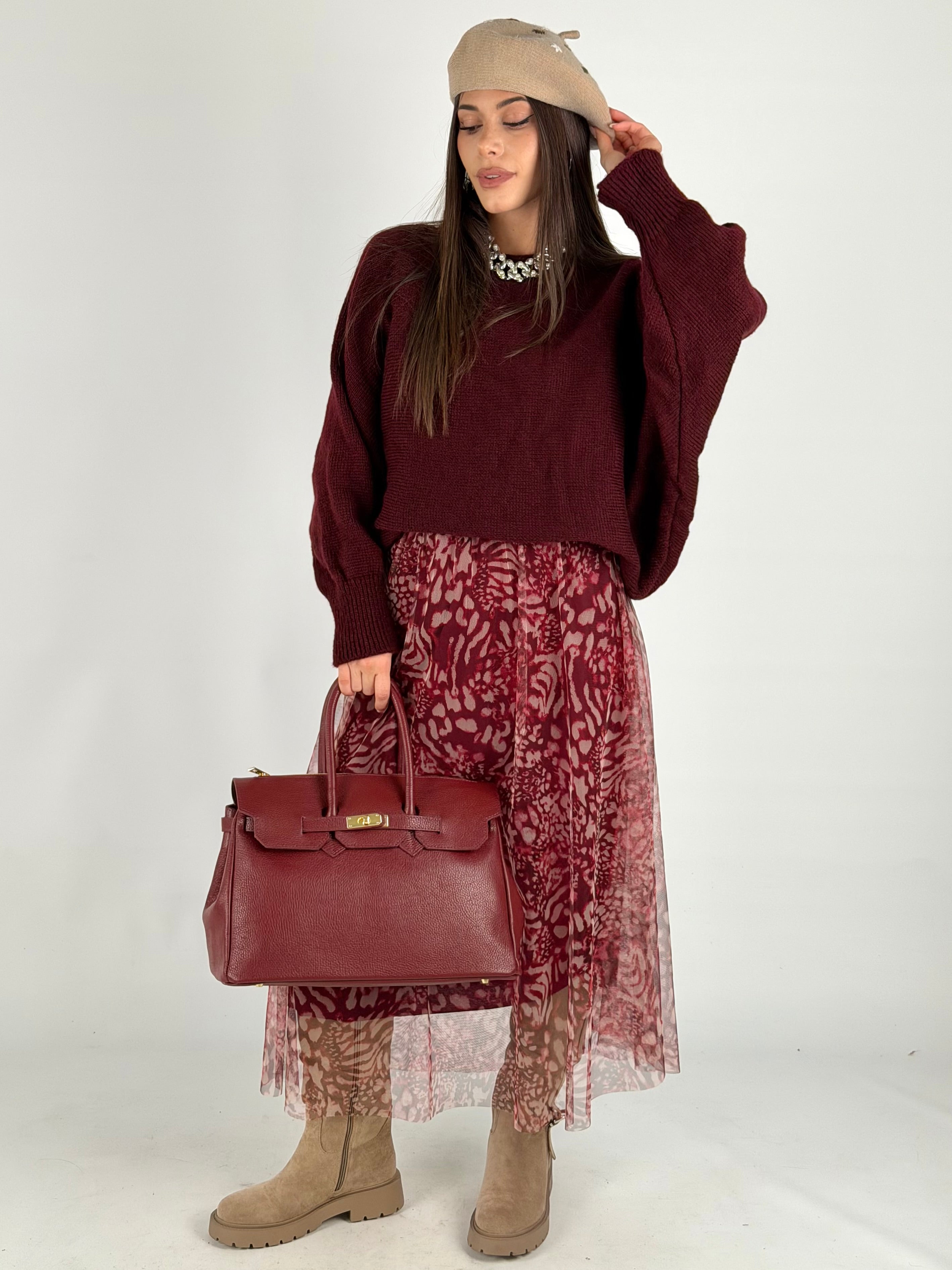 Abito + maglione Carly bordeaux
