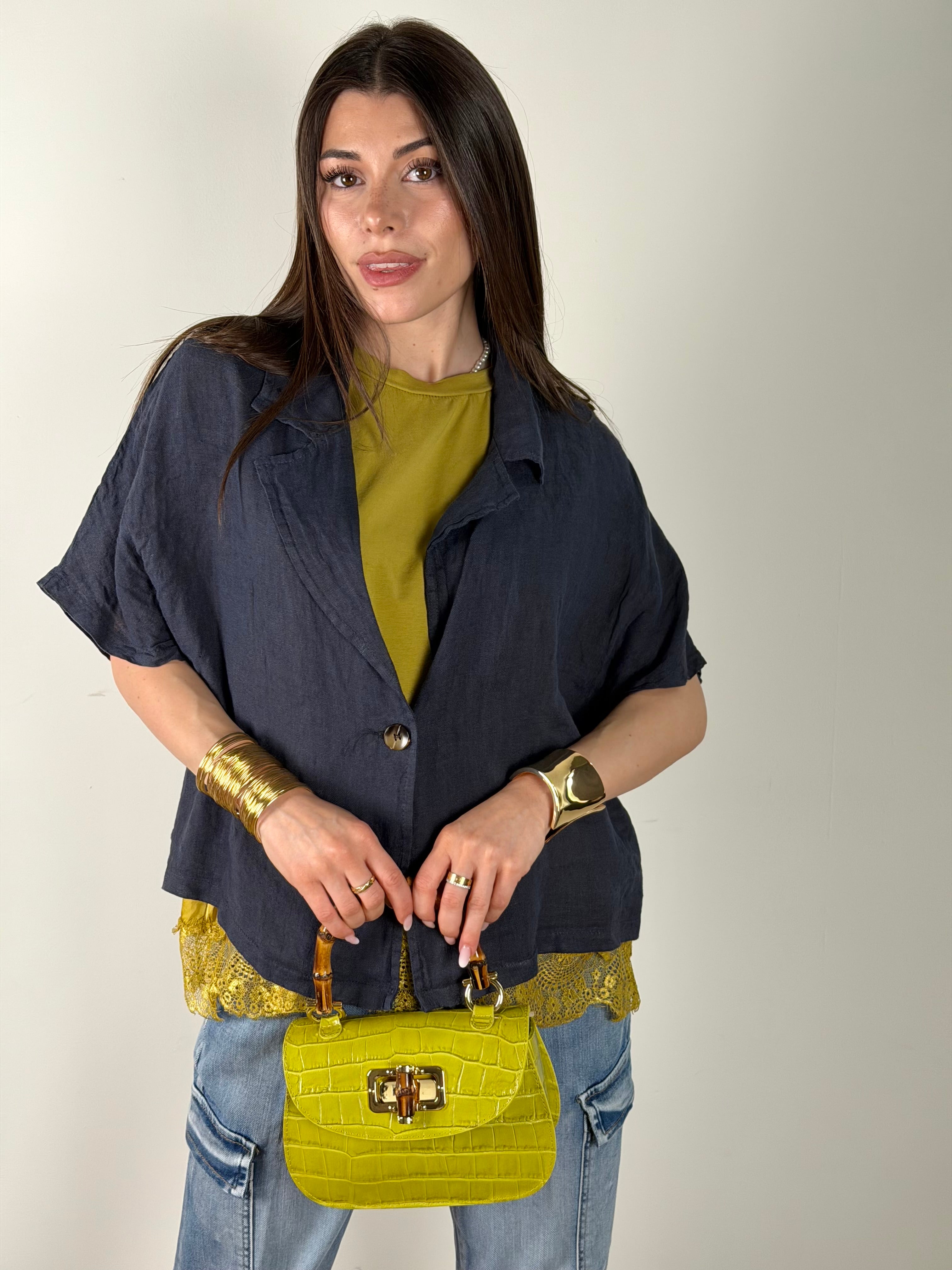 Giacca Lino 1 bottone blu