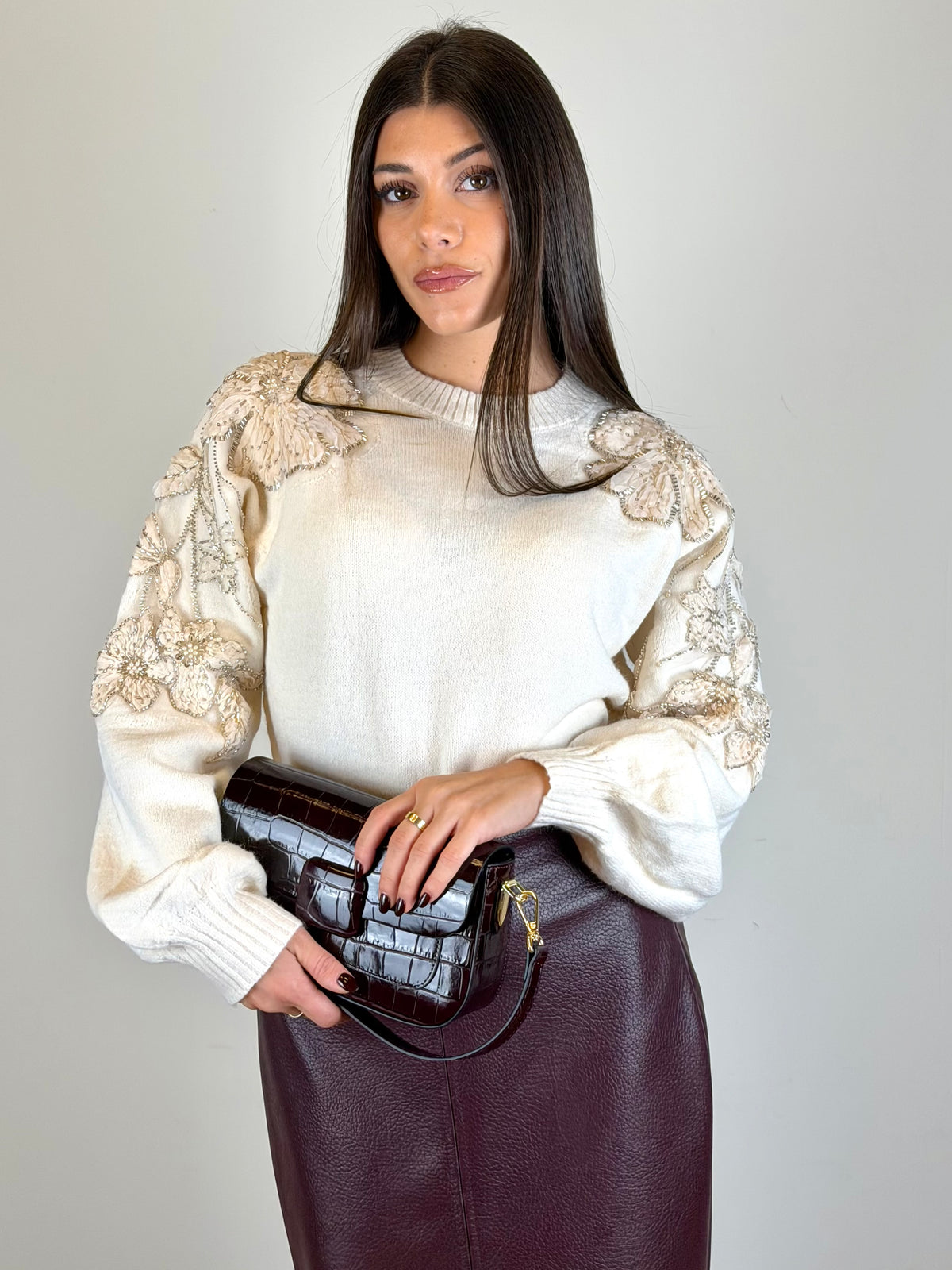 Maglia Velvet fiori maniche