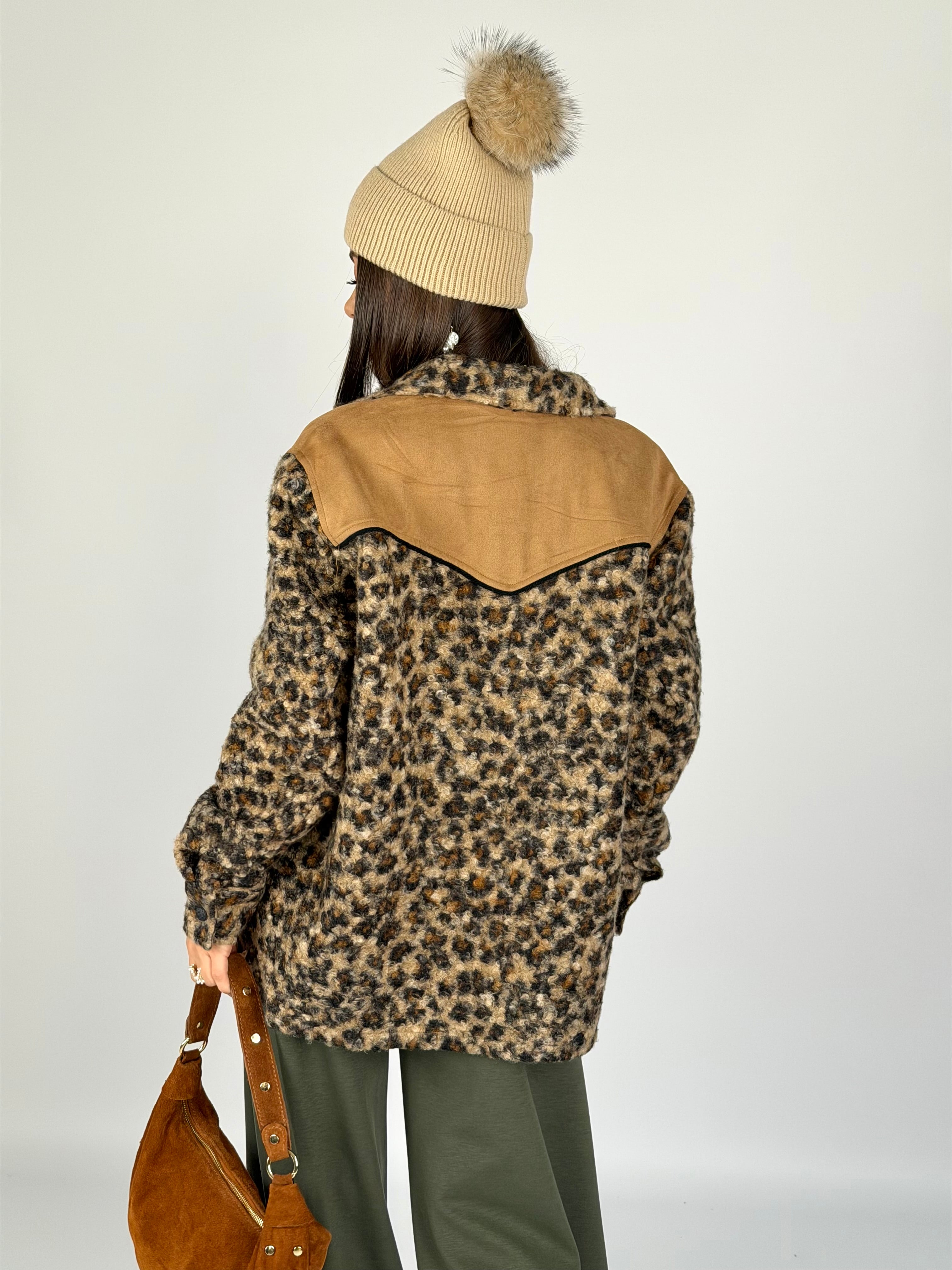 Giubbino teddy Leopard marrone