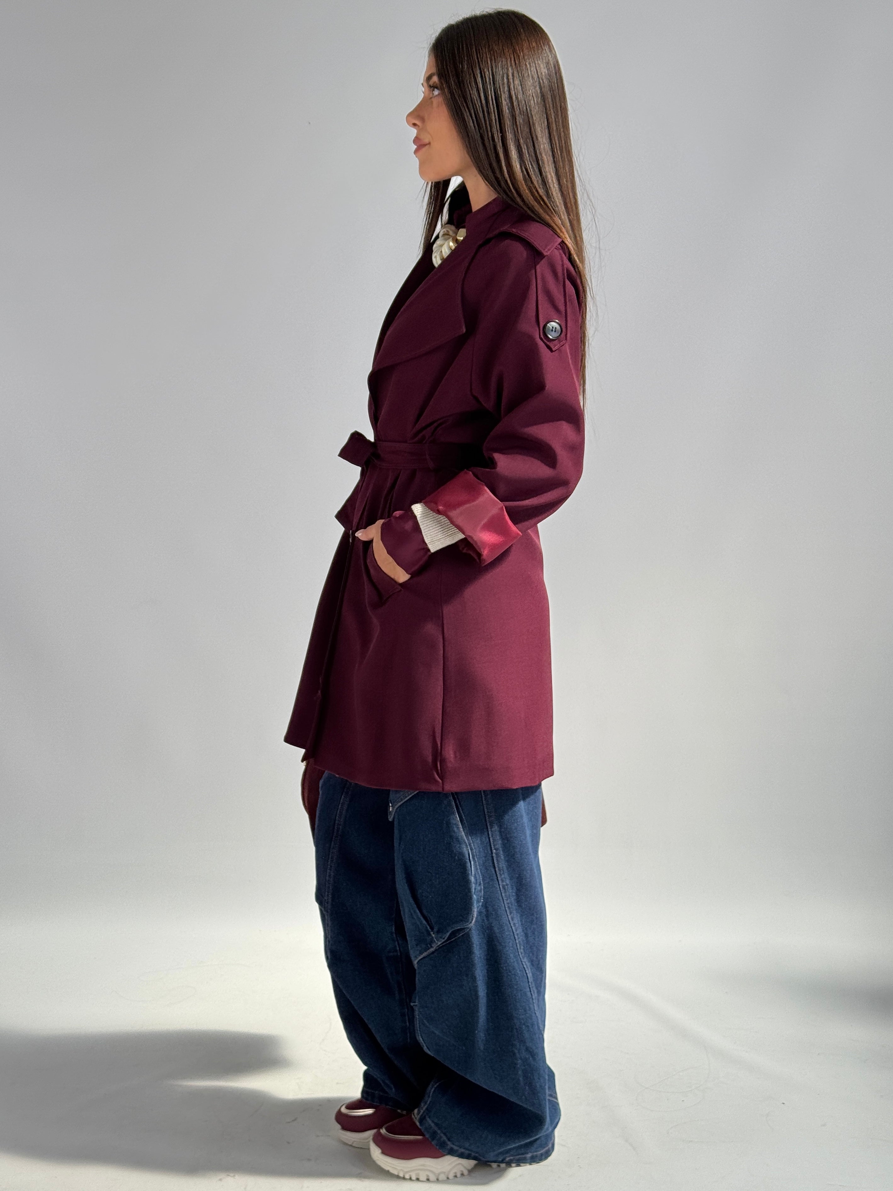 Trench 3/4 bordeaux