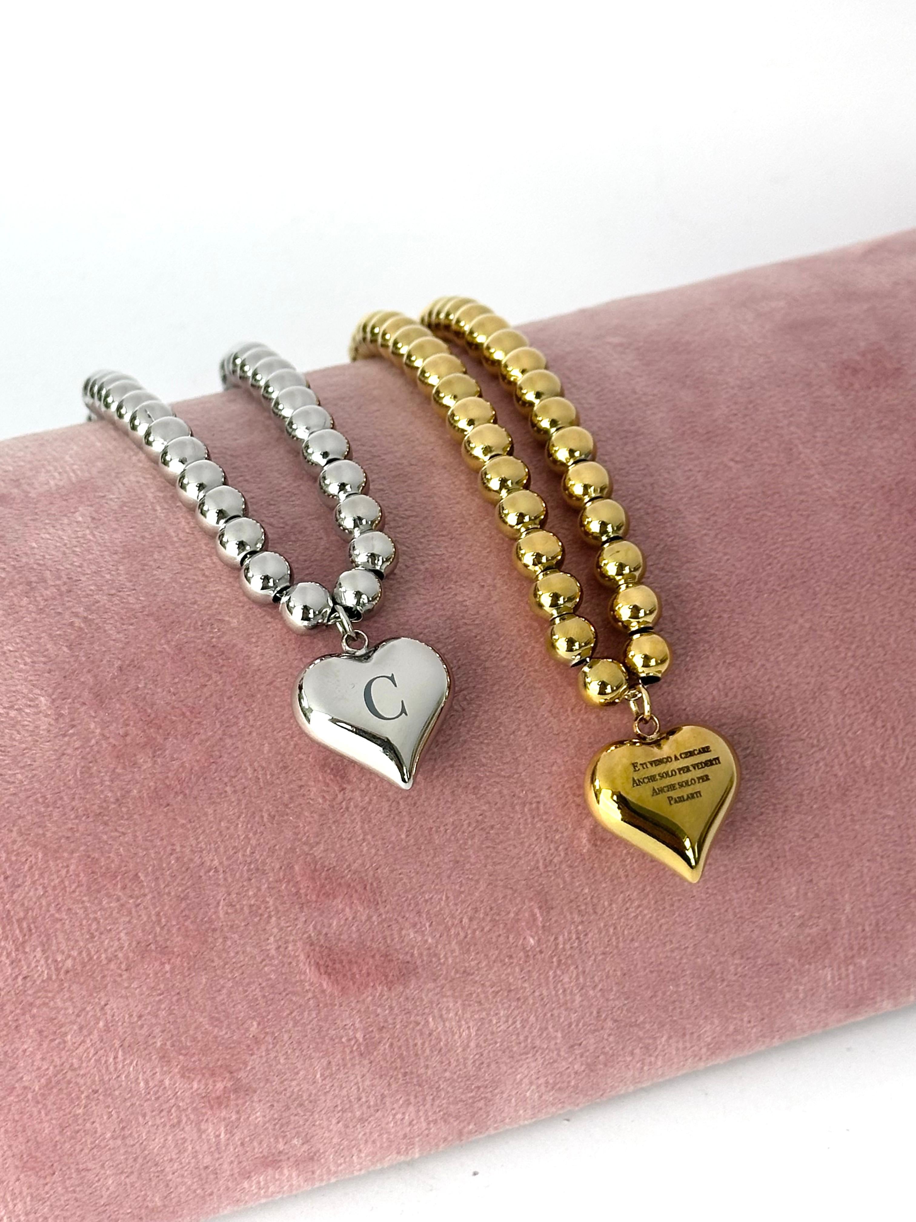 Collana maxi perle e cuore personalizzabile