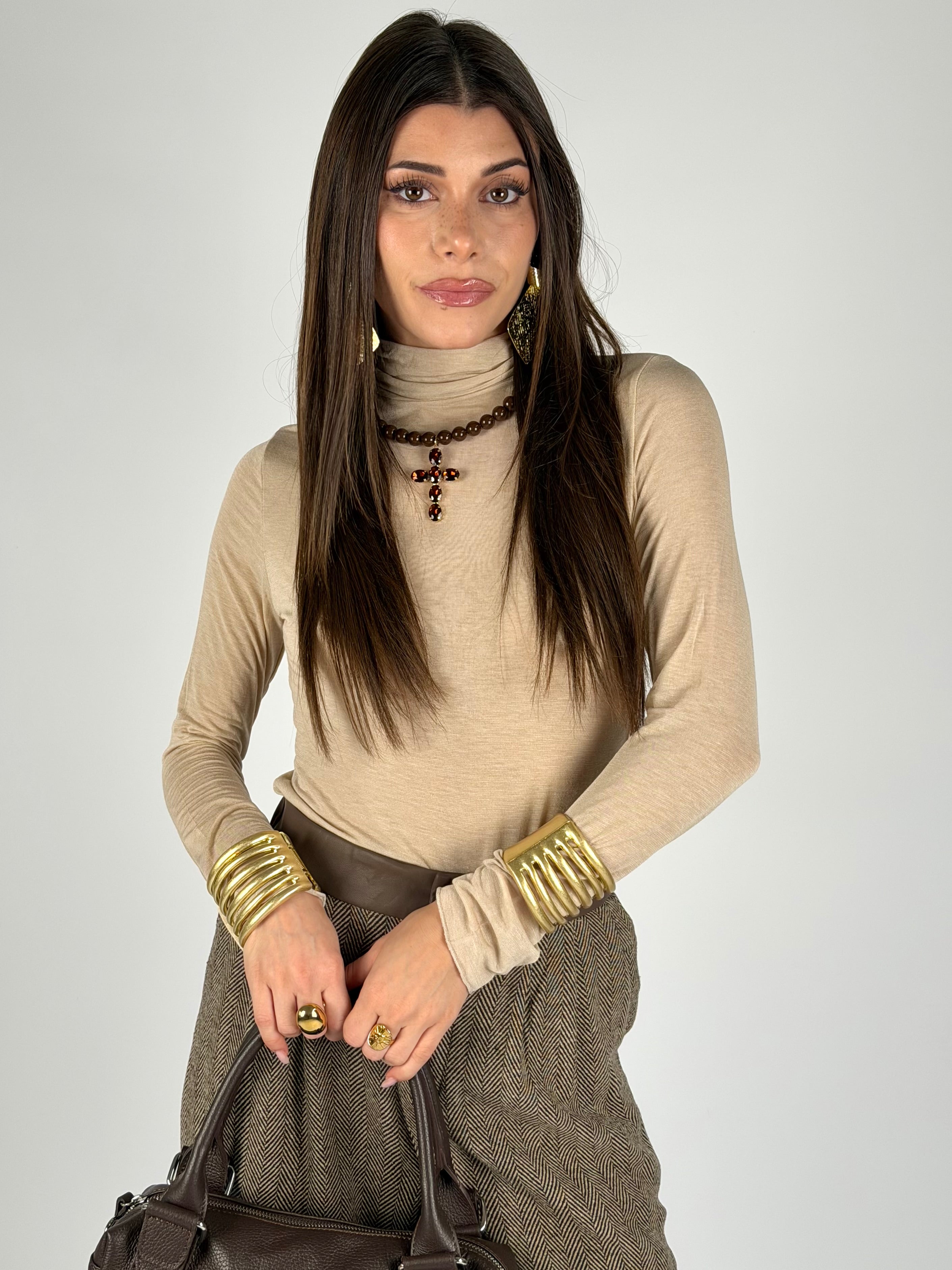 Dolcevita collo alto beige