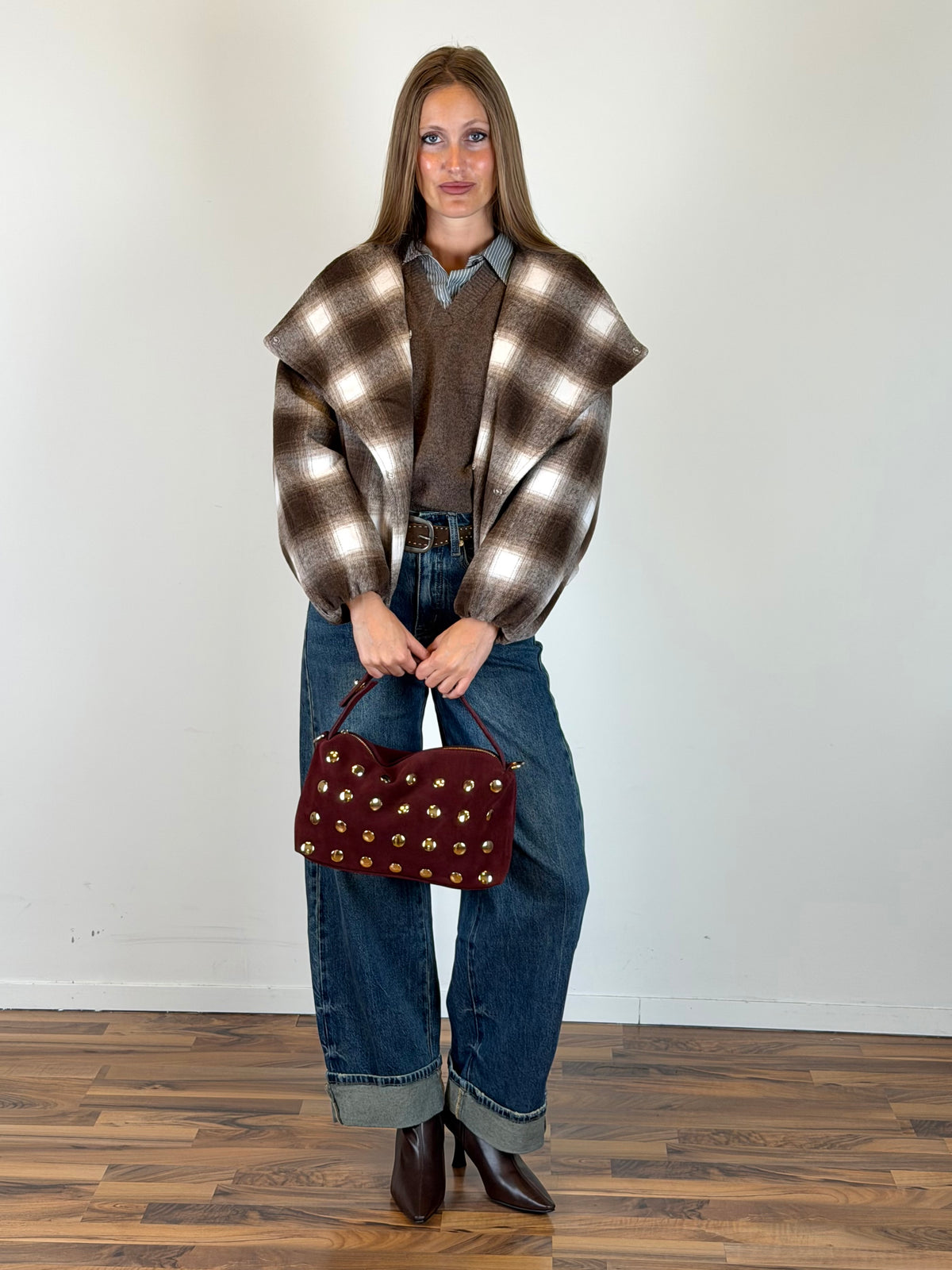Cappotto check tabacco