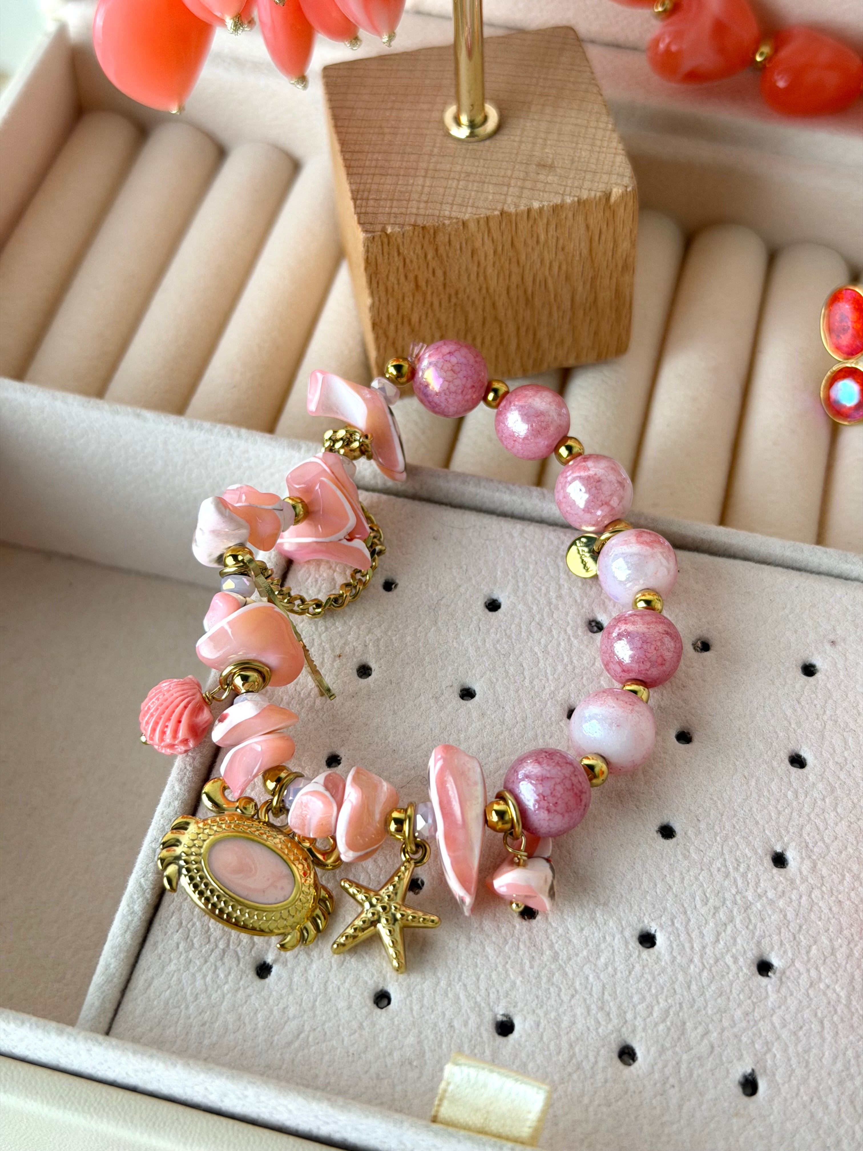 Bracciale Ciondoli rosa - COLLEZIONI ORIGAMI