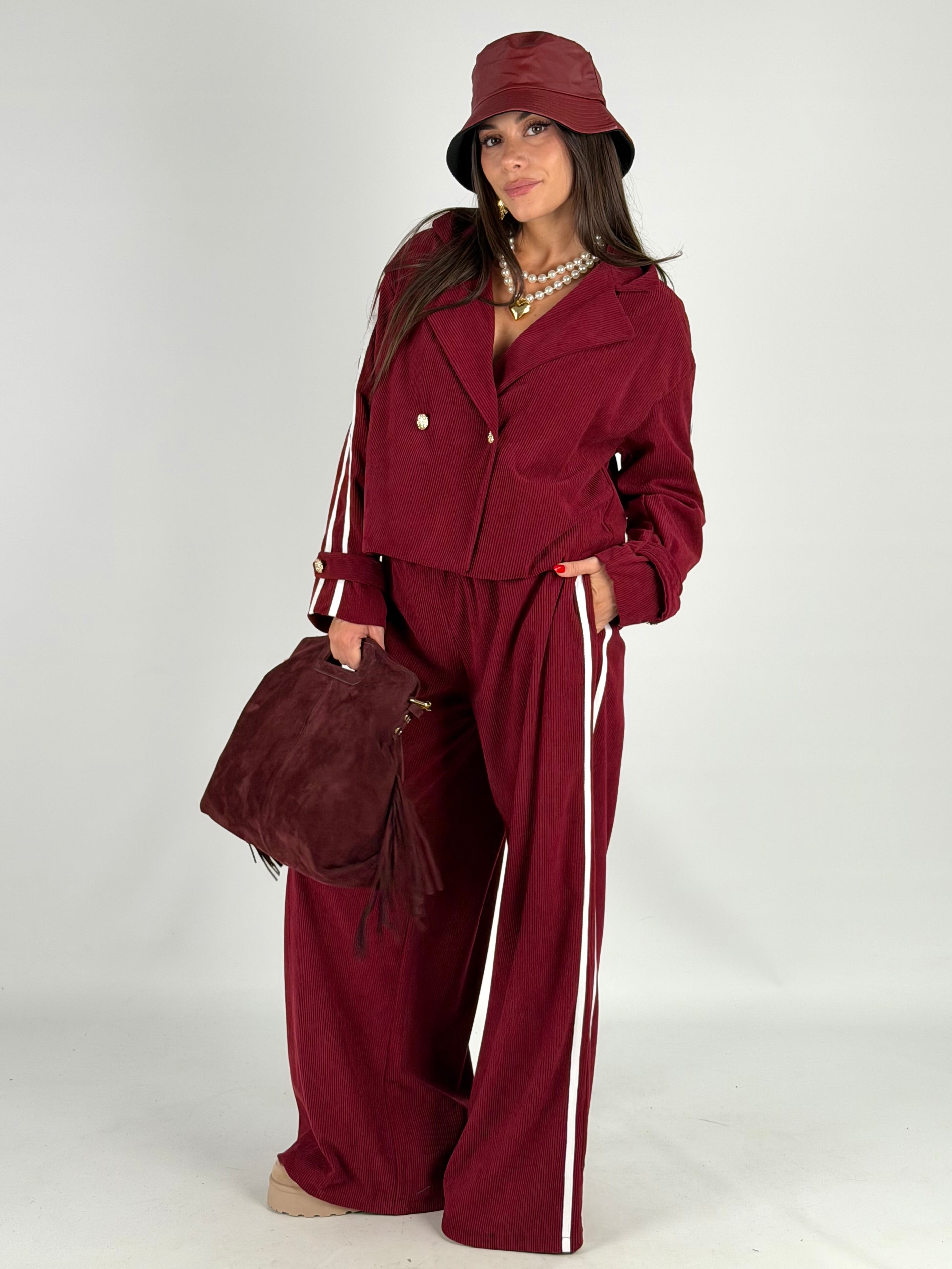 Completo Adi velluto bordeaux