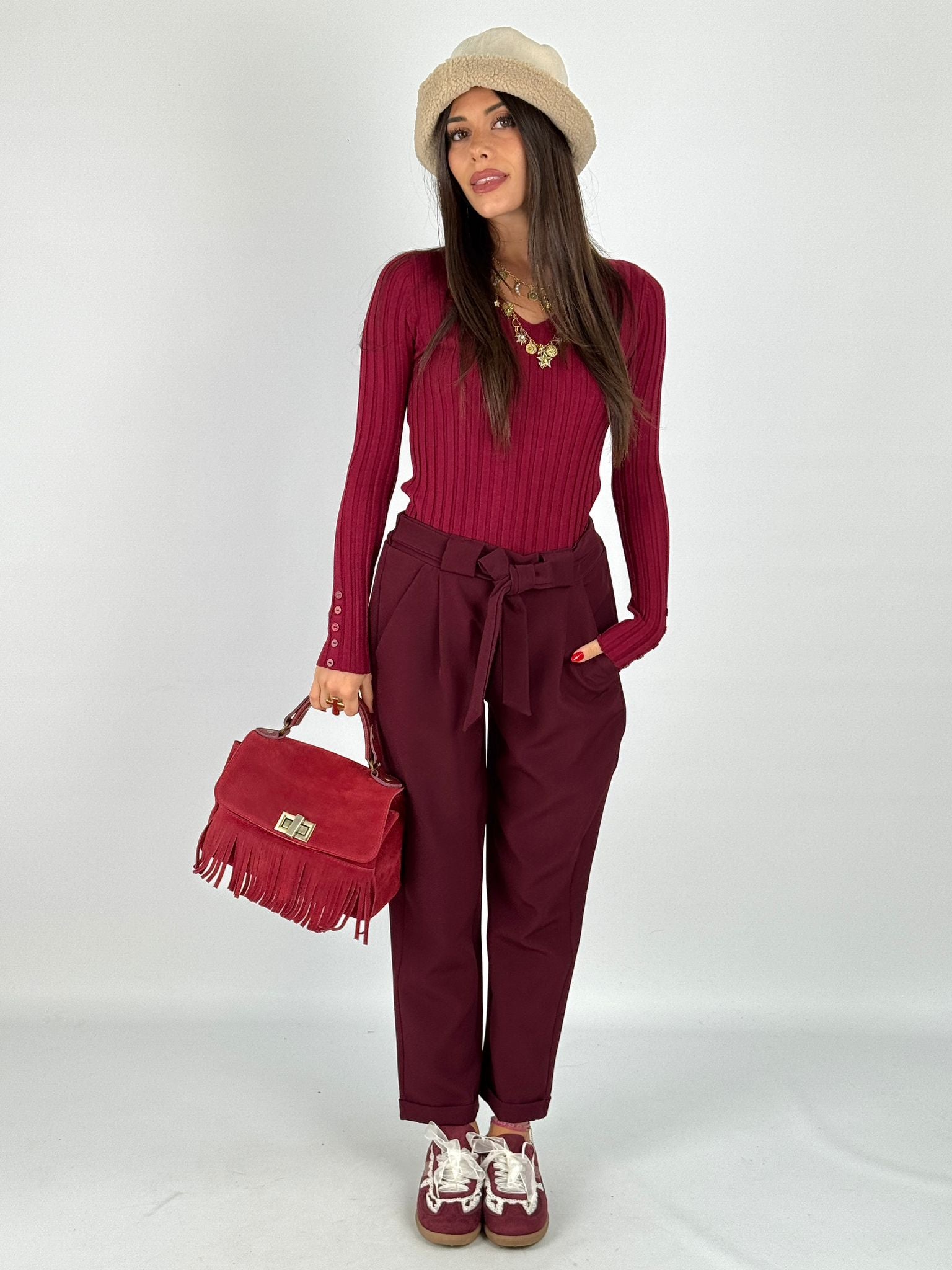 Pantalone completo Amira bordeaux