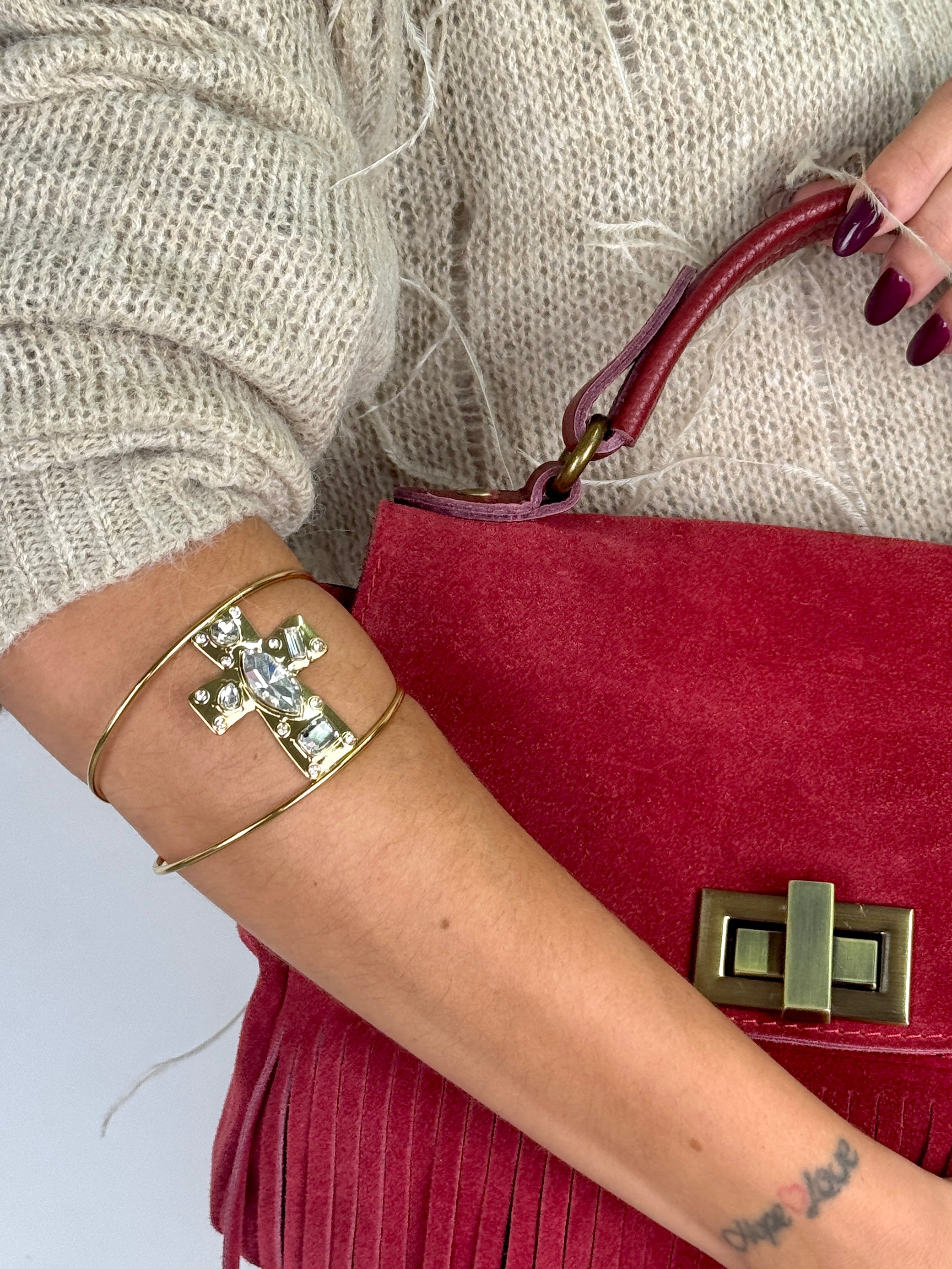 Bracciale rigido maxi croce