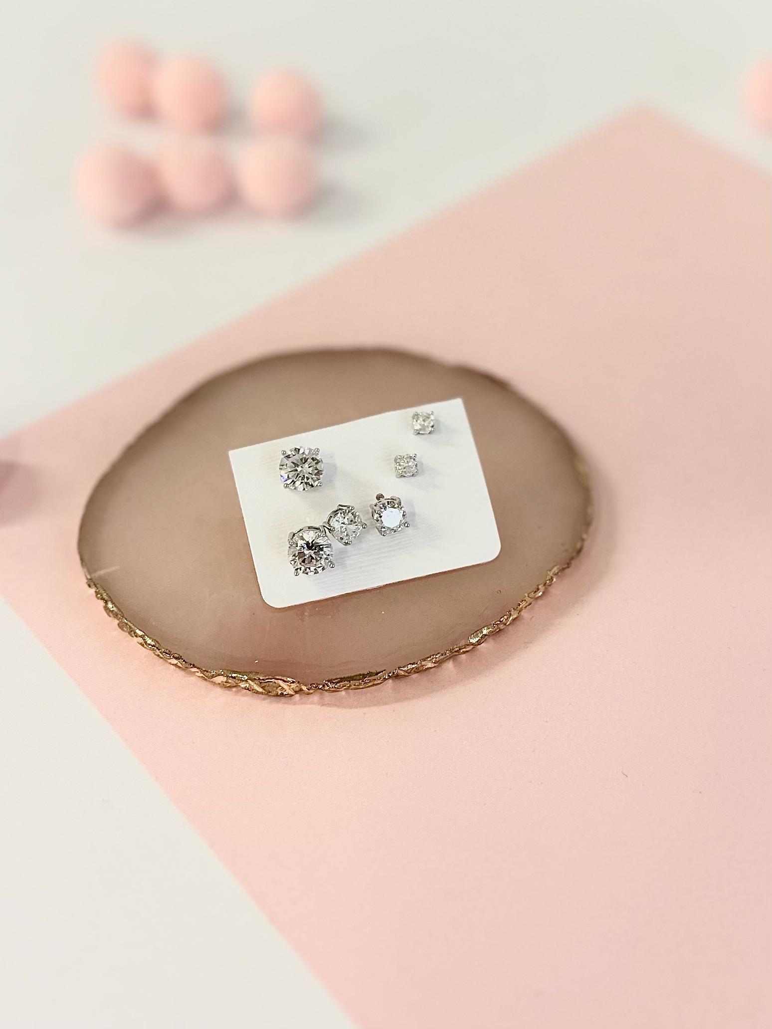 Set 6 orecchini punto luce argento