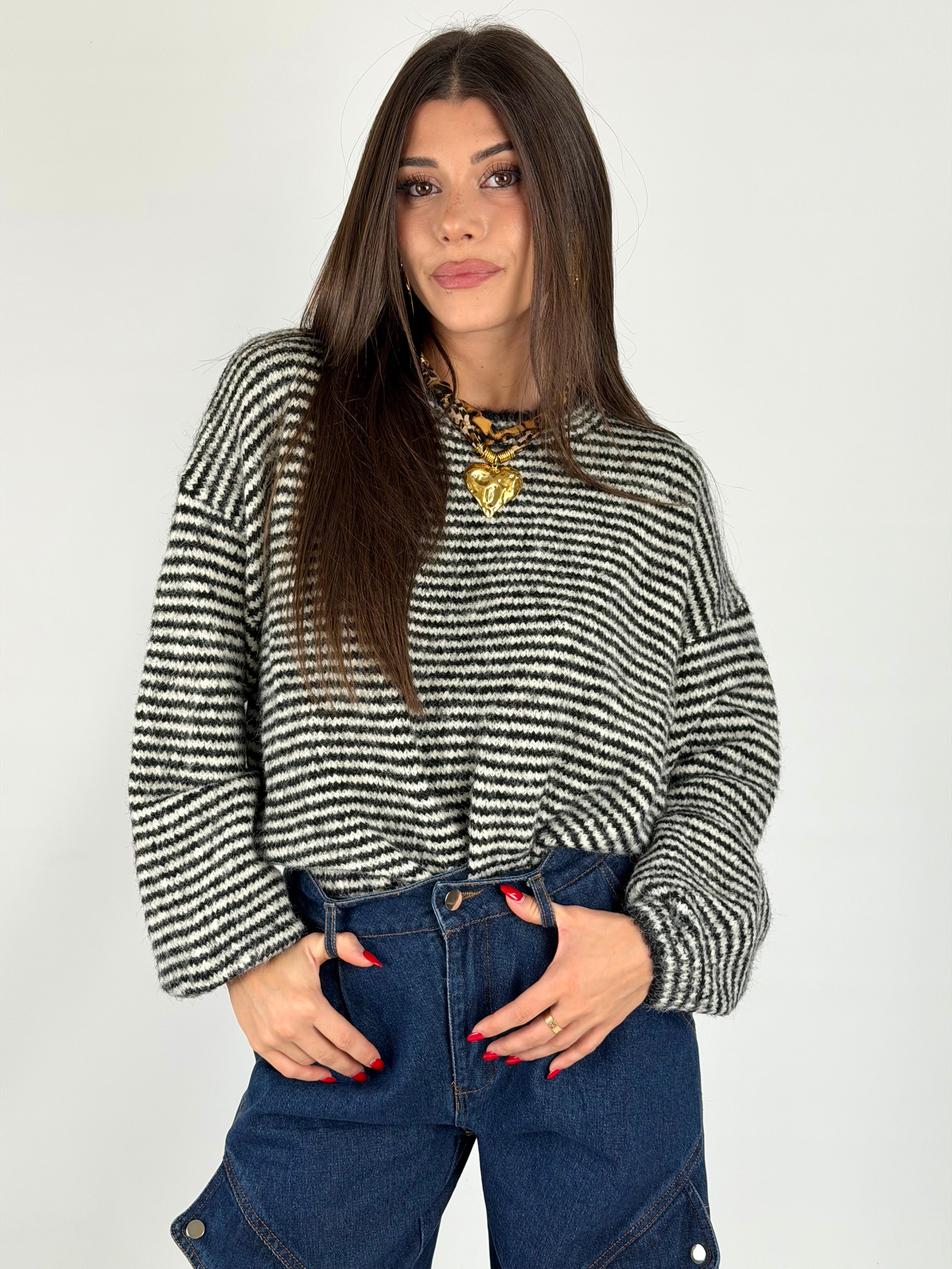 Maglia righe Sally nero