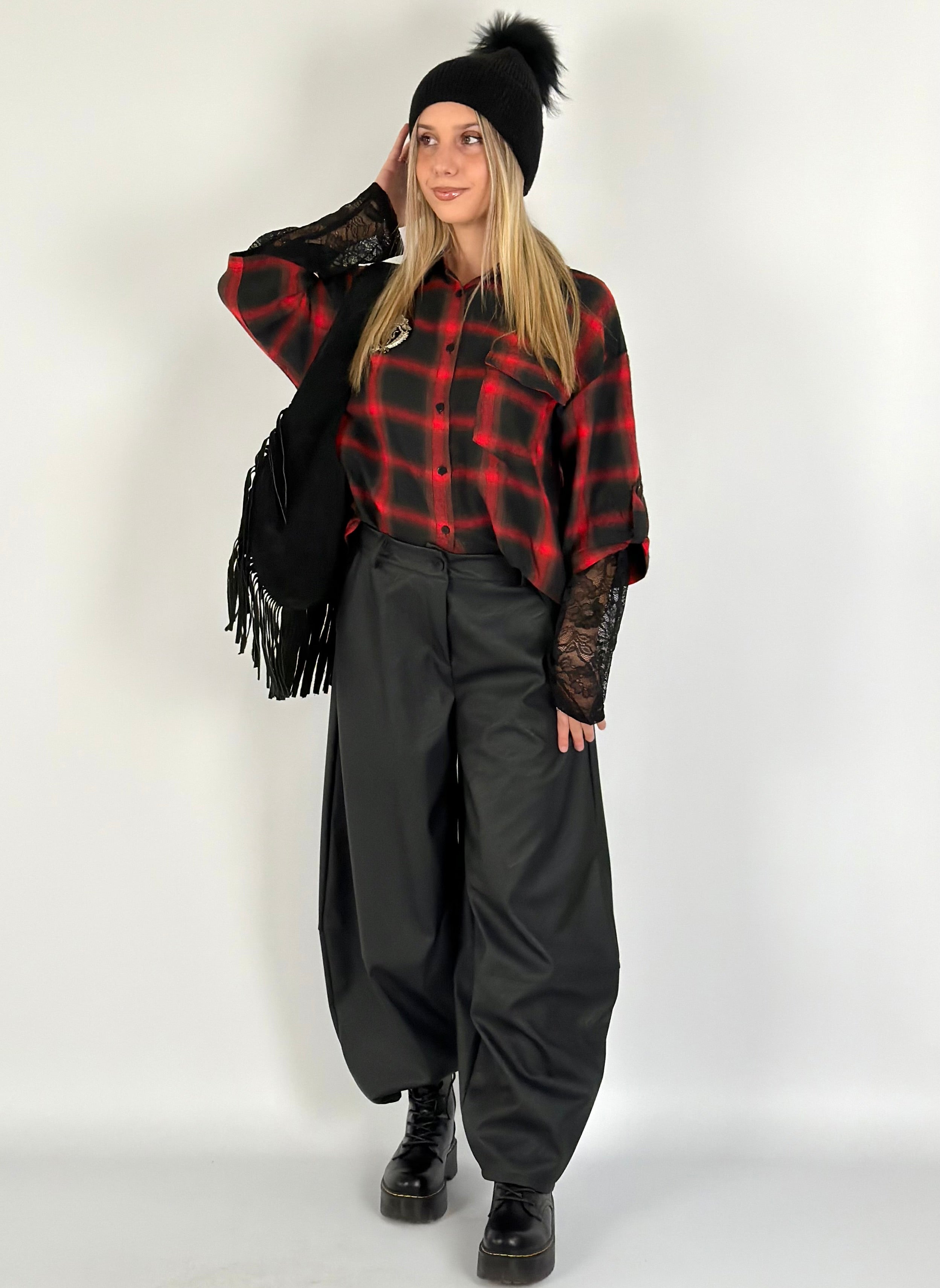 Camicia check Sally rossa