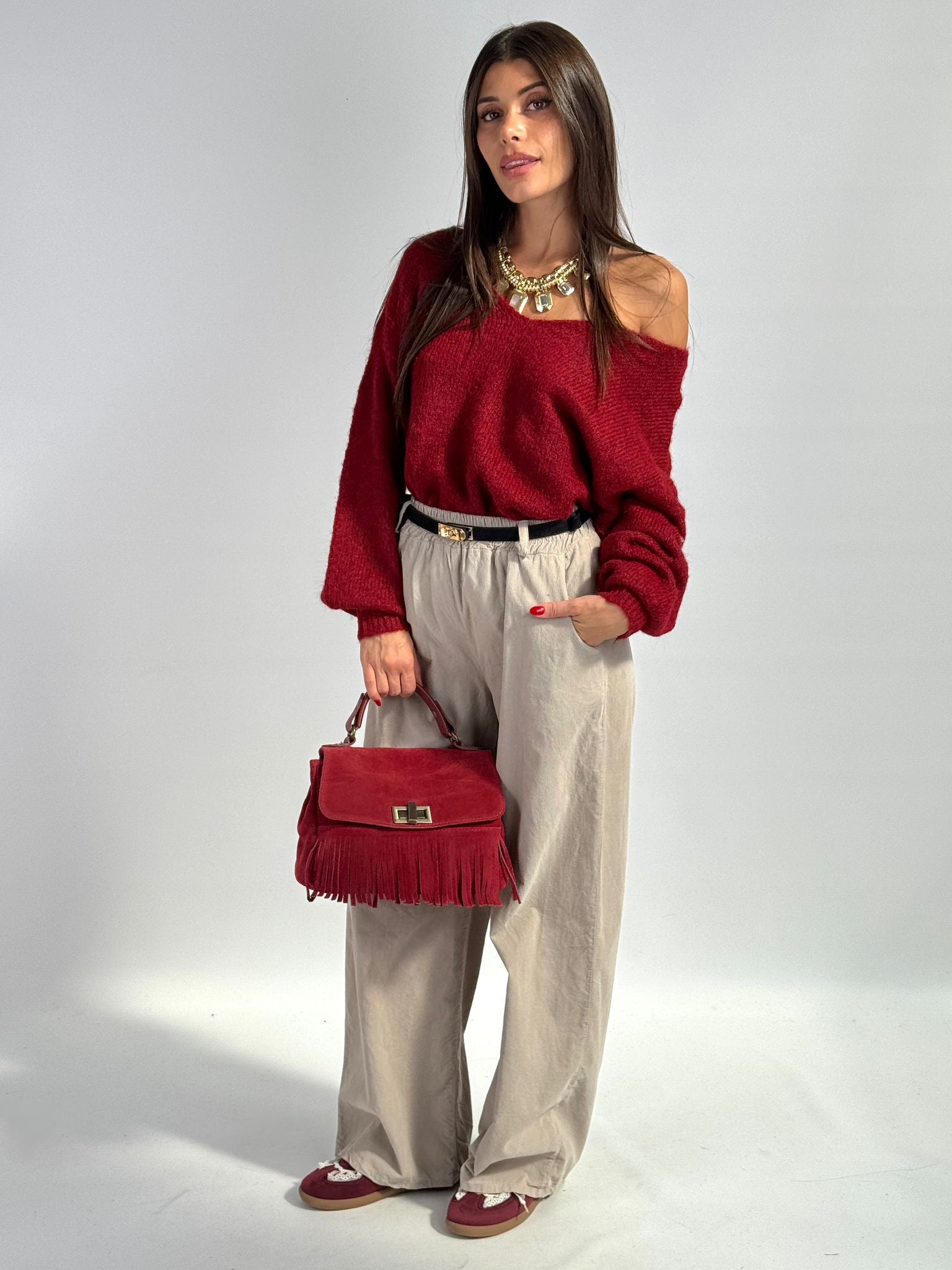 Maglioncino fiocco bordeaux