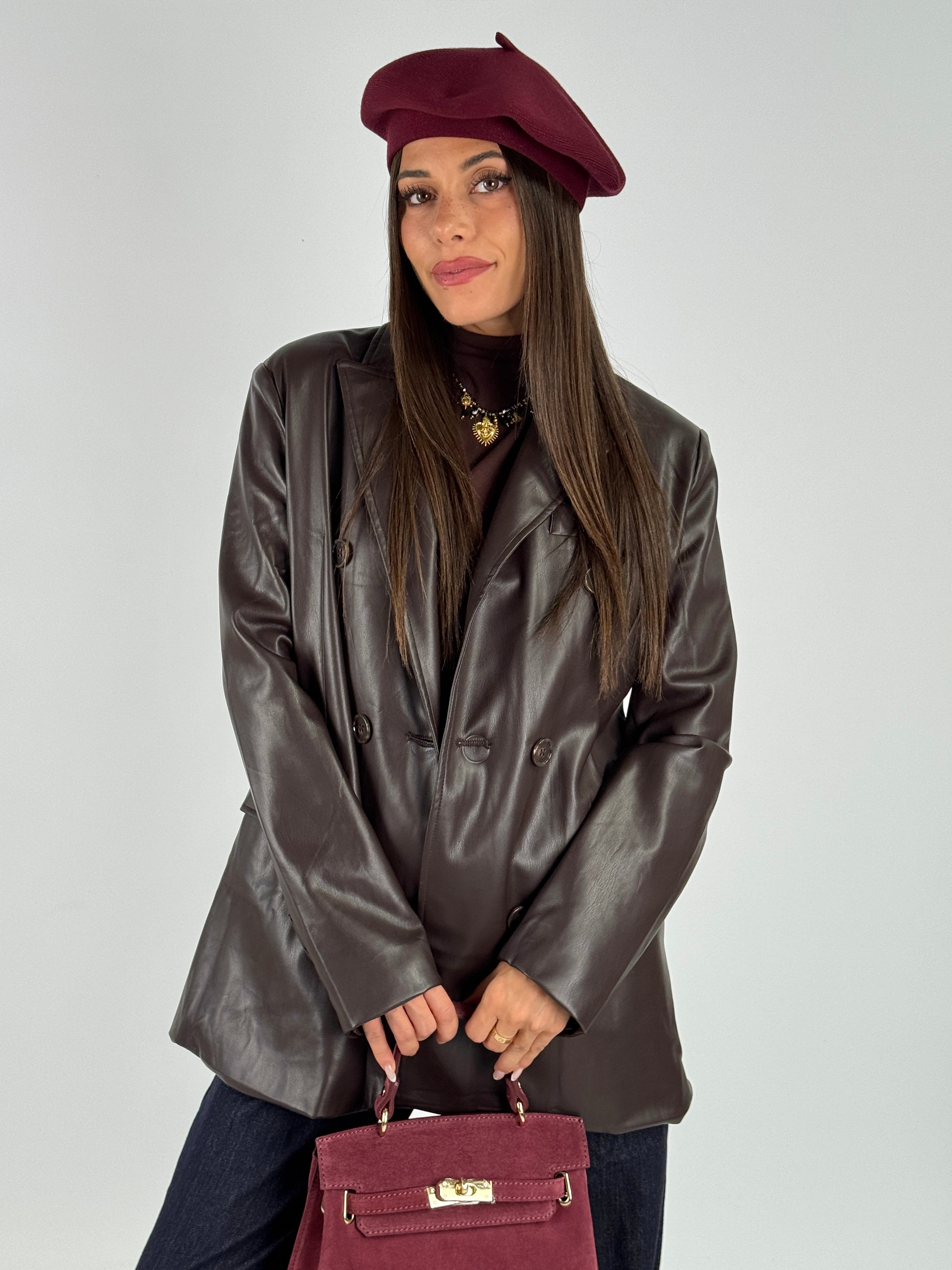 Giacca ecopelle Diana moro