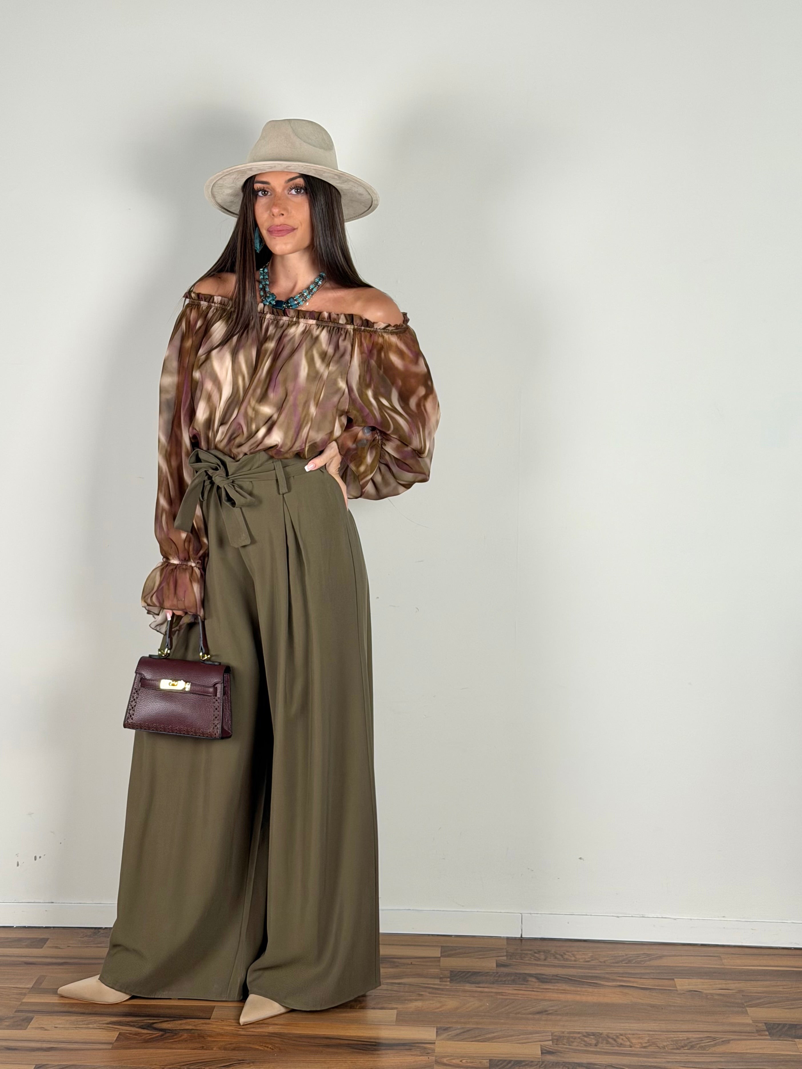 Camicia Milly verde/bordeaux