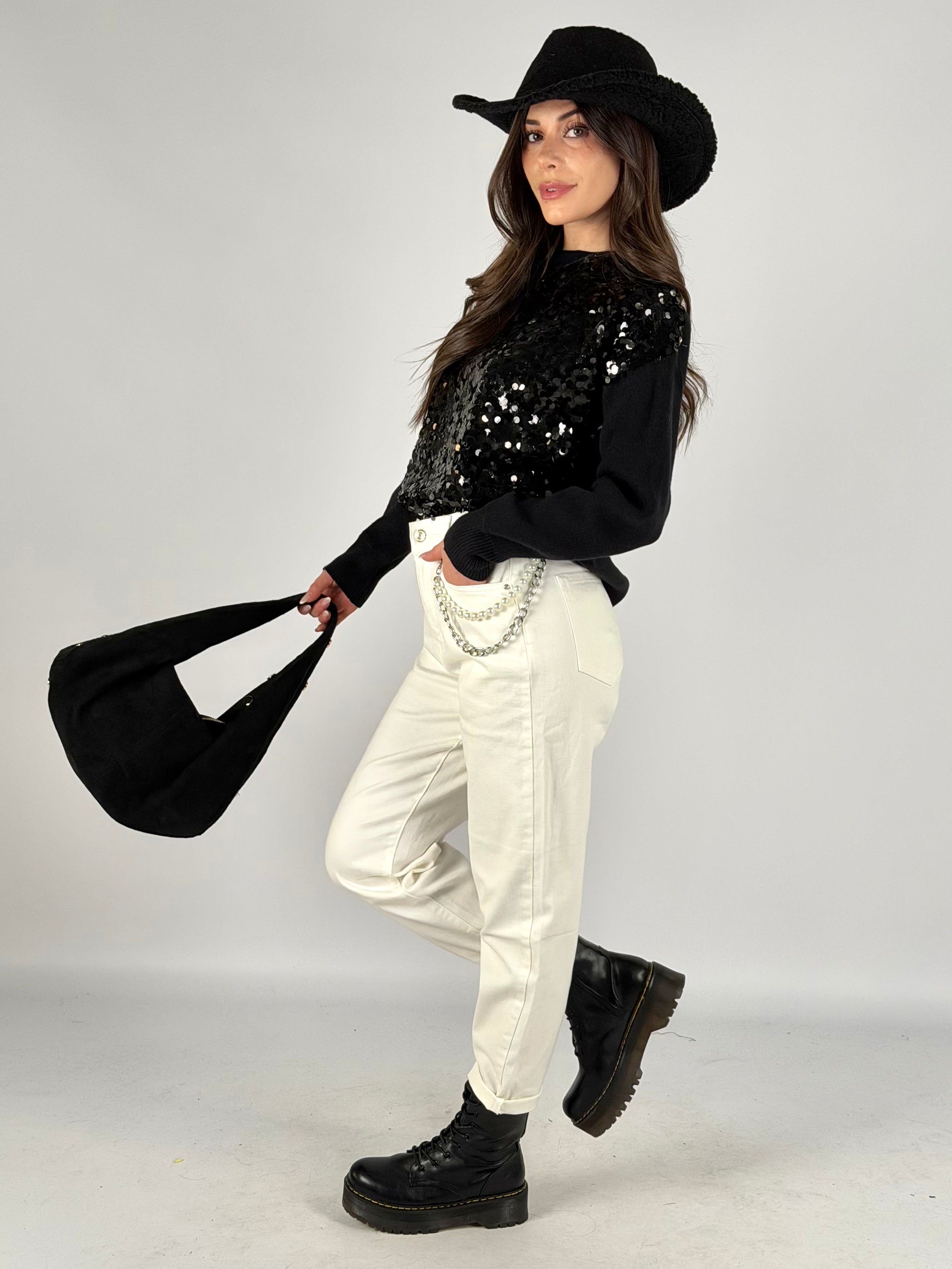 Jeans catena perla bianco