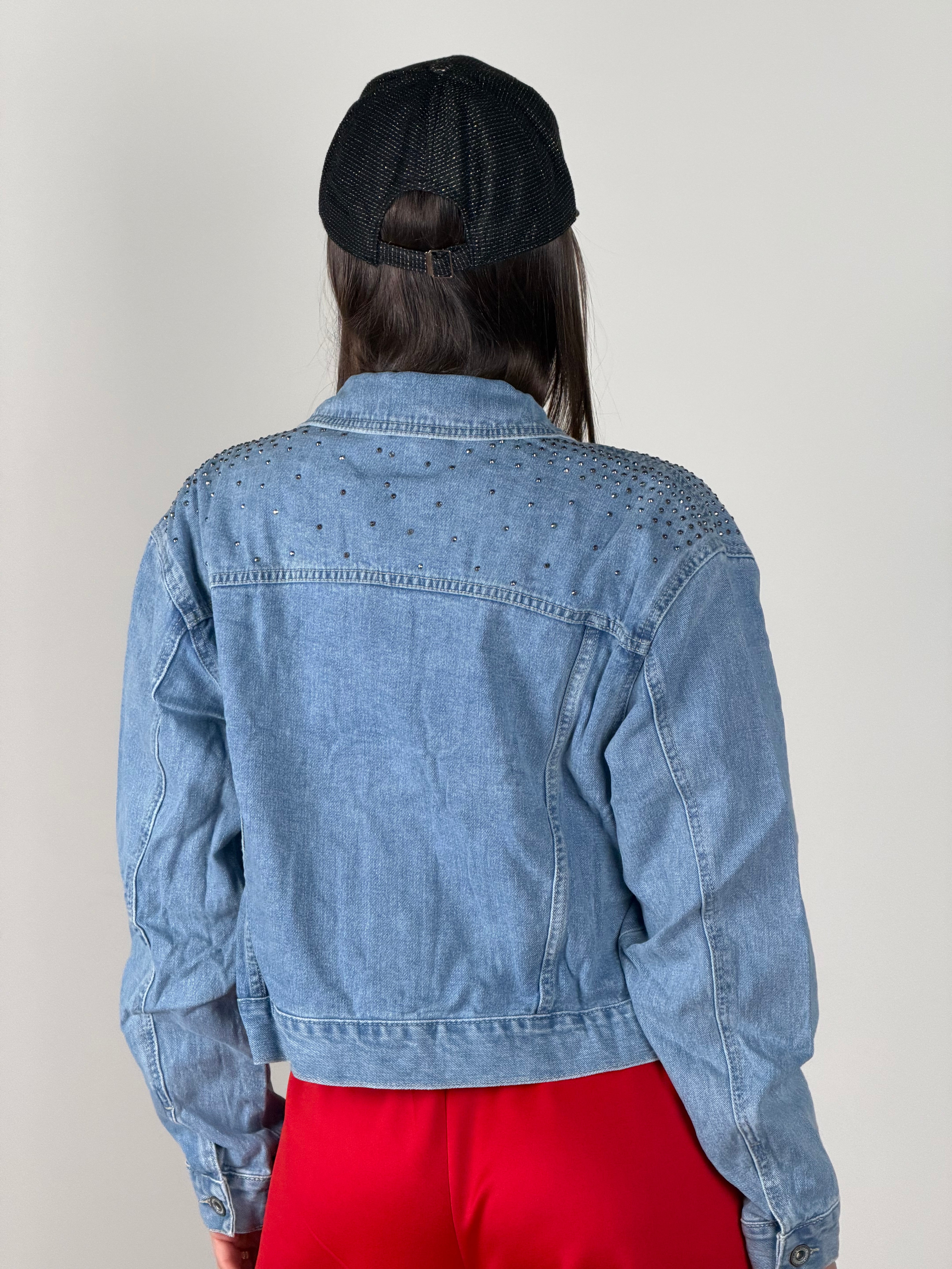 Giubbino denim zirconi