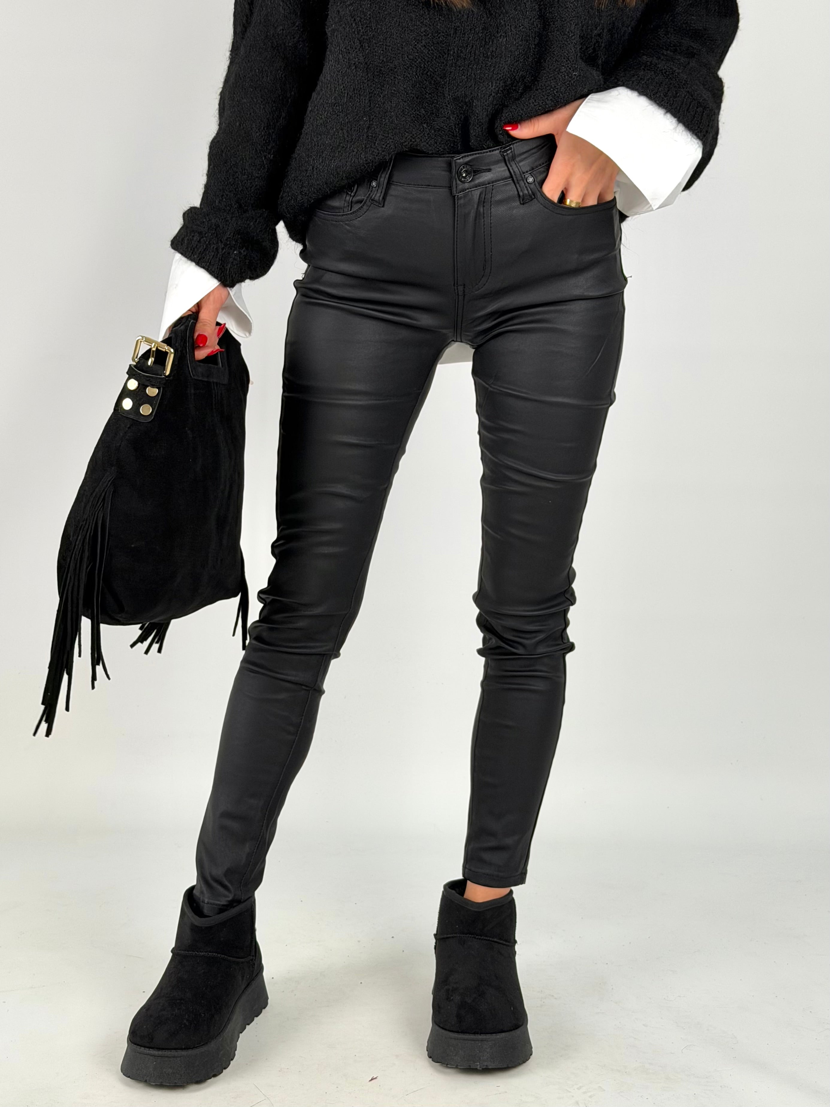 Pantalone in ecopelle BEA nero