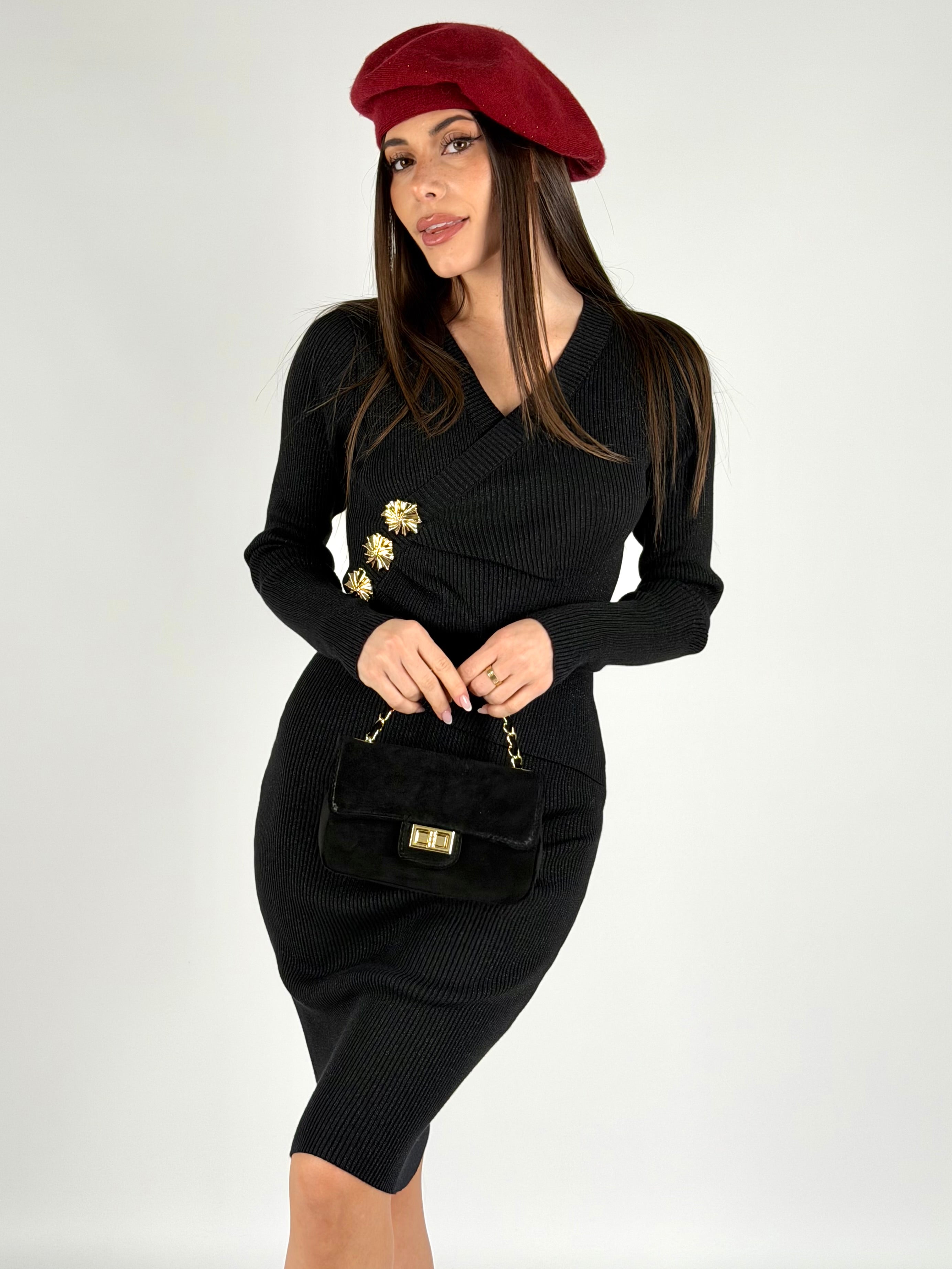 Abito tubino lurex nero