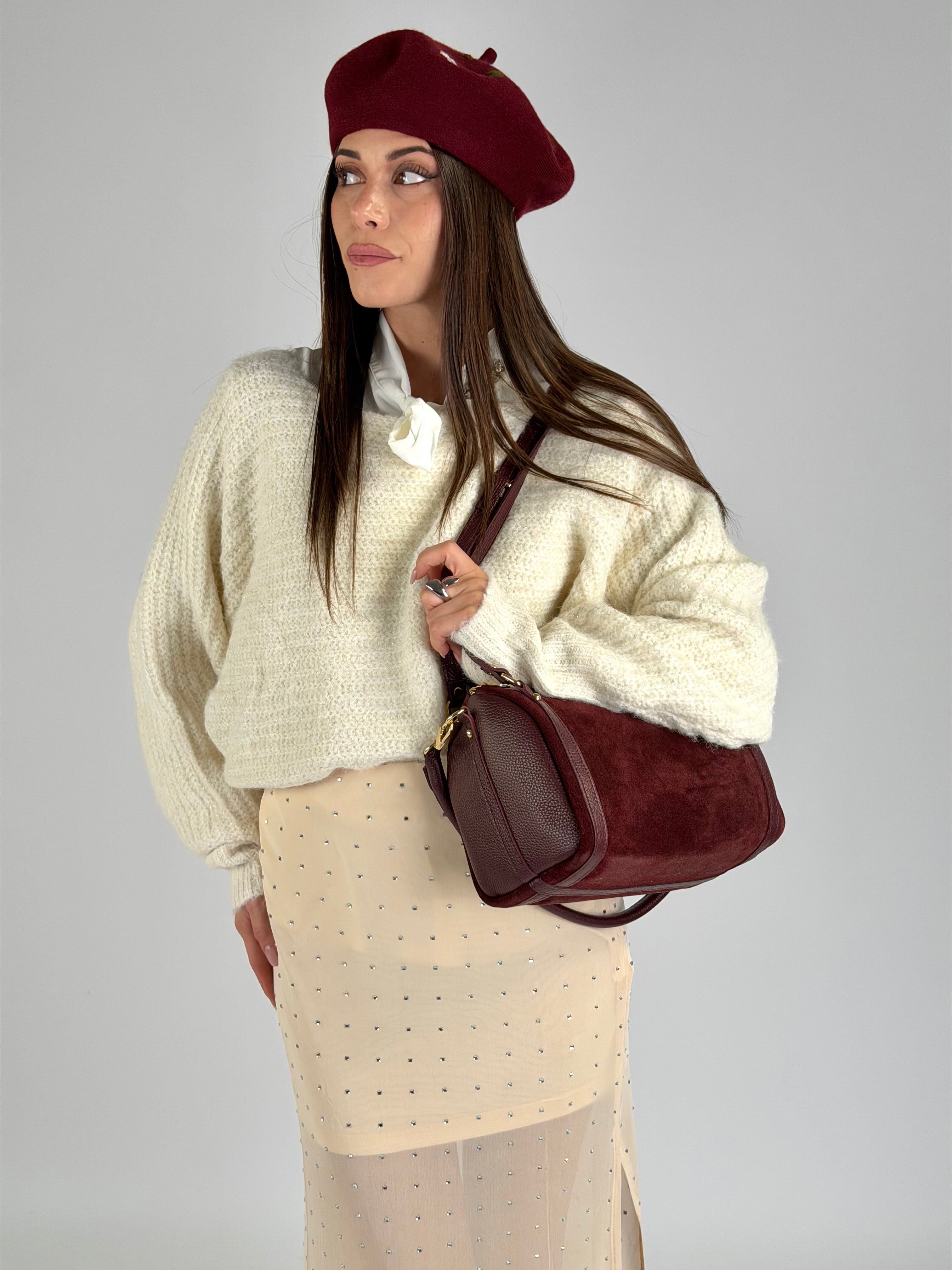 Maglia filo oro panna